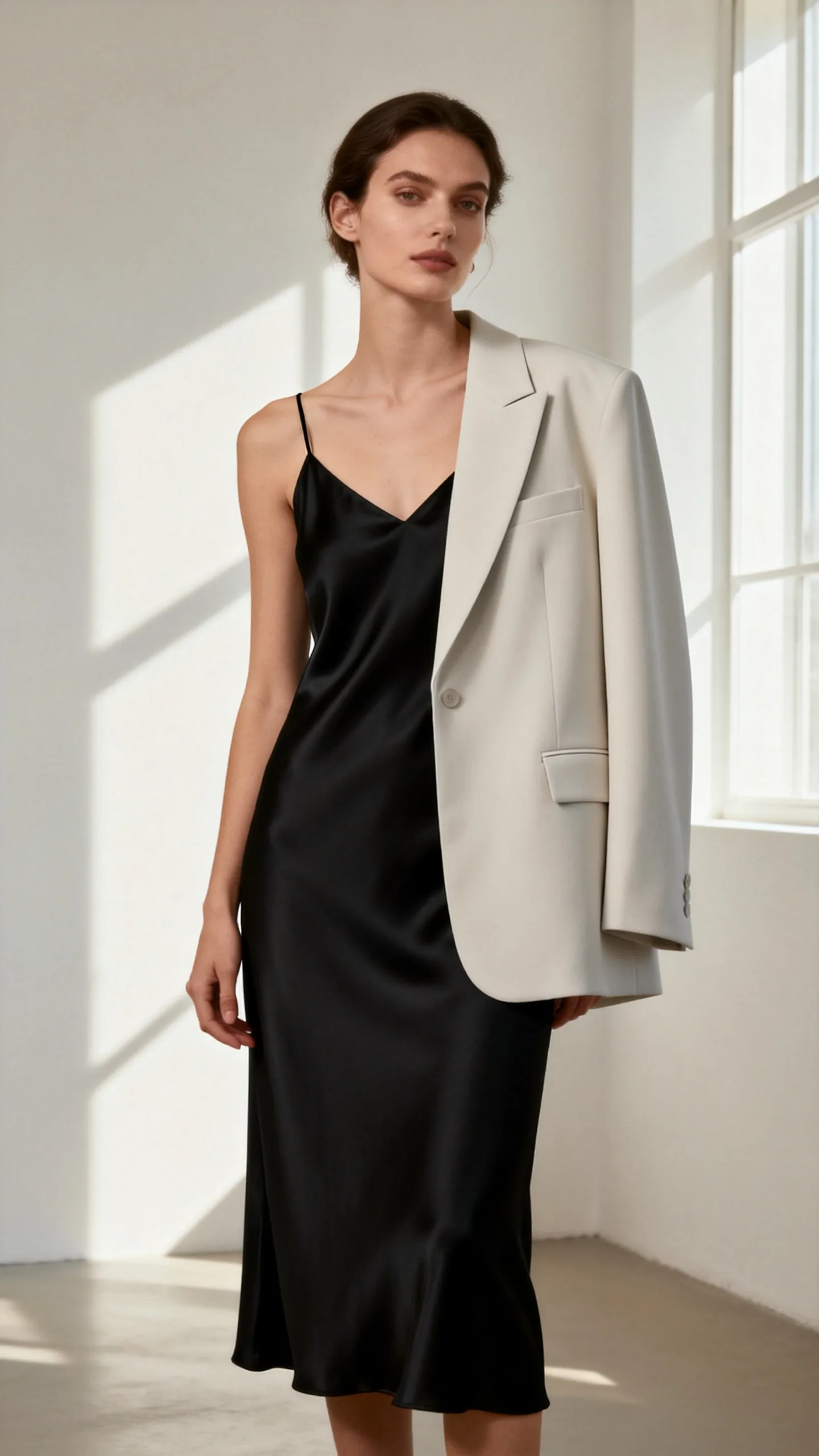 Black Slip Dress With A Blazer