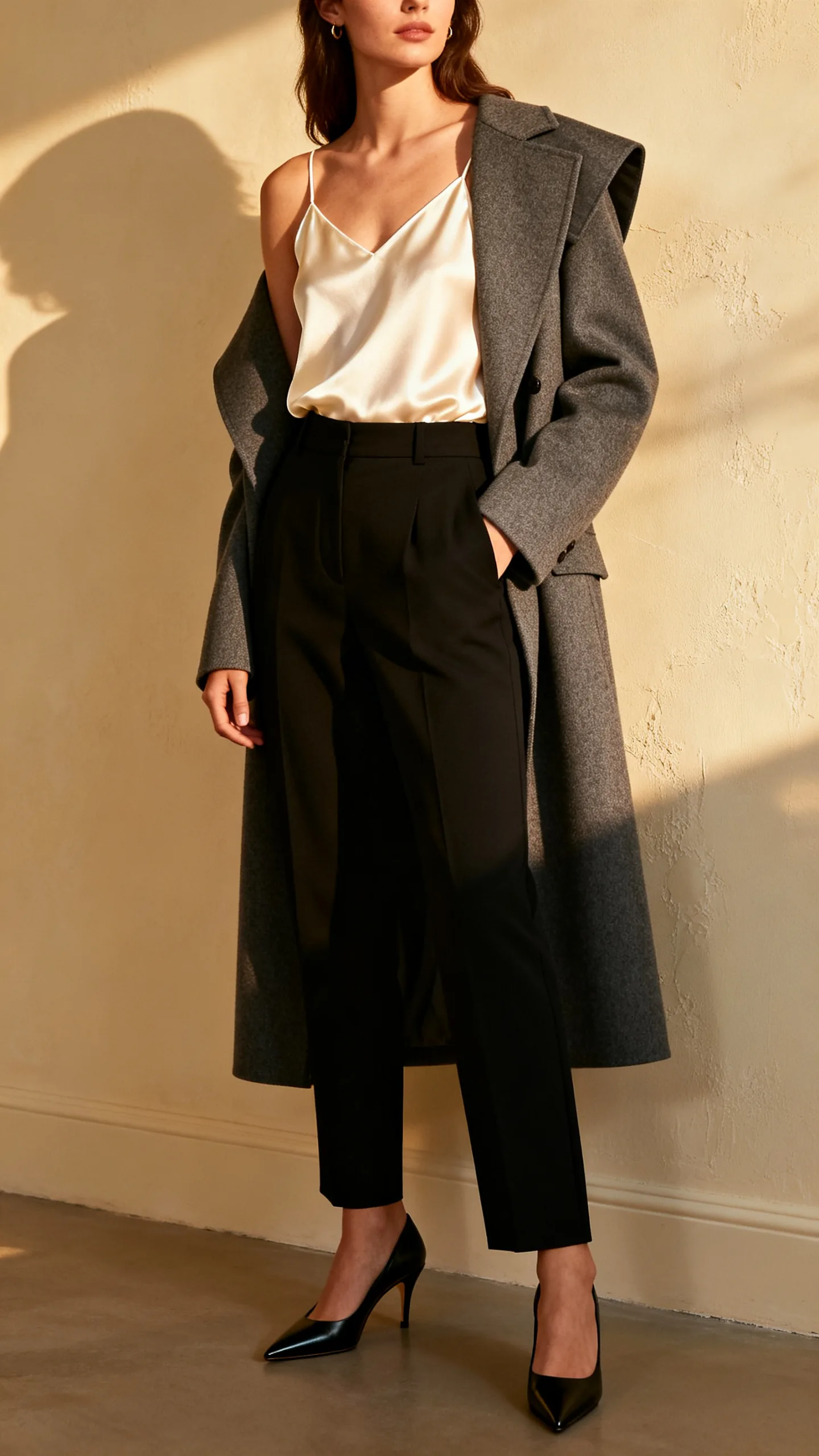 Silk Cami With A Tailored Coat