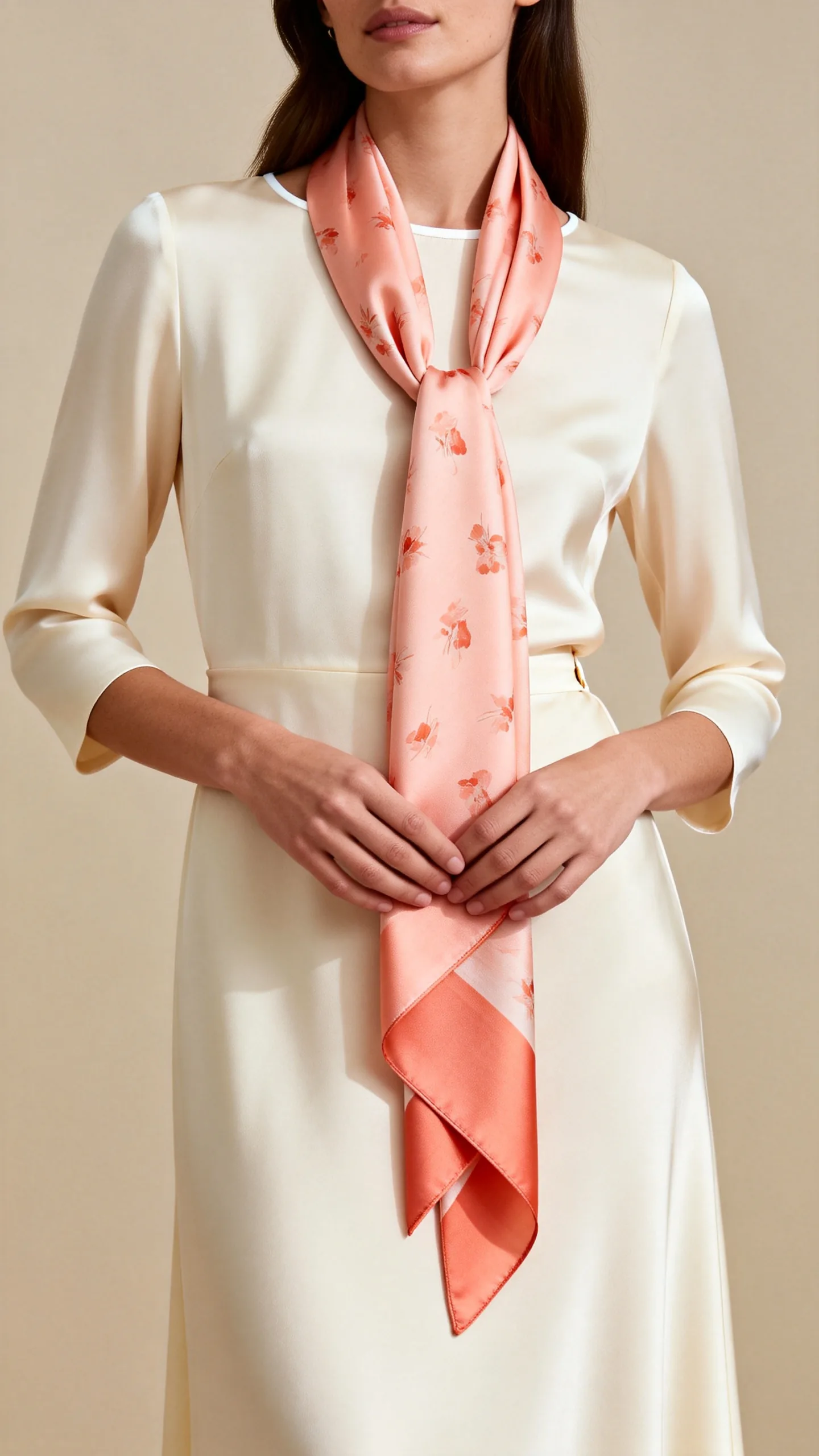 Silk Scarf With A Simple Dress