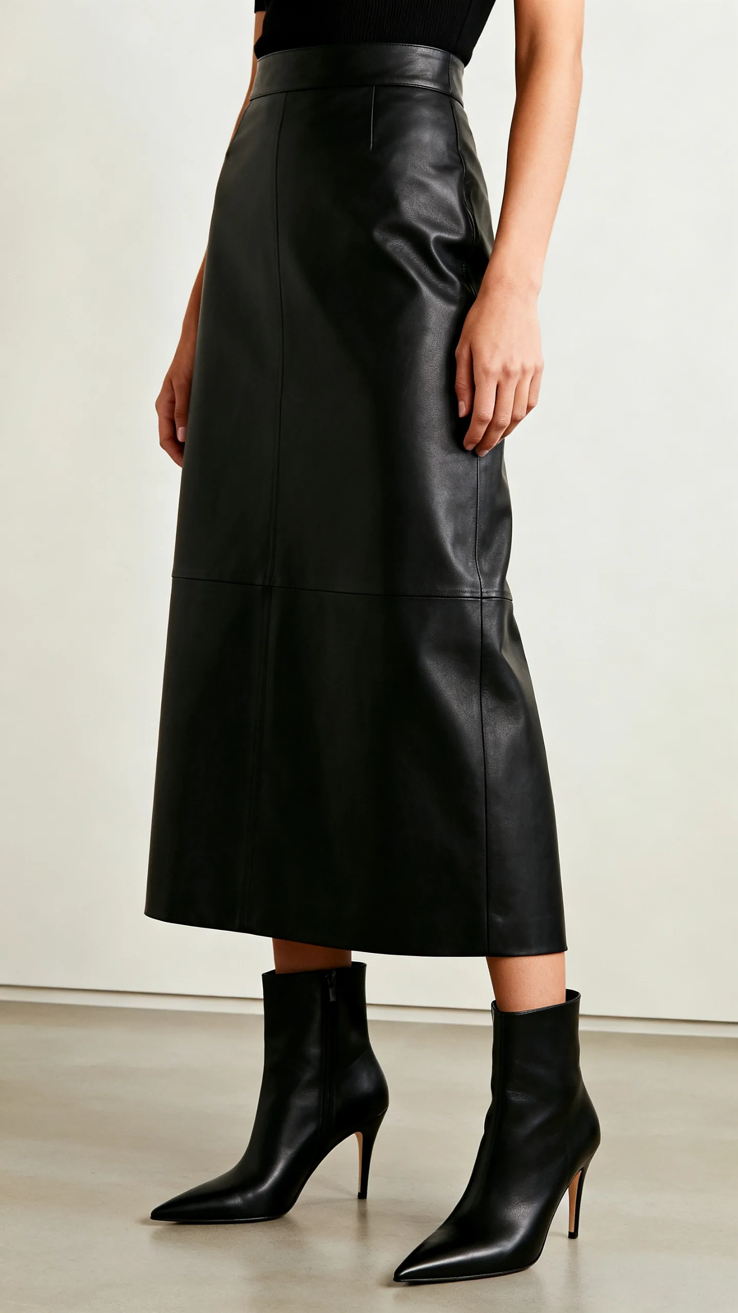 Pointed Boots With A Midi Skirt