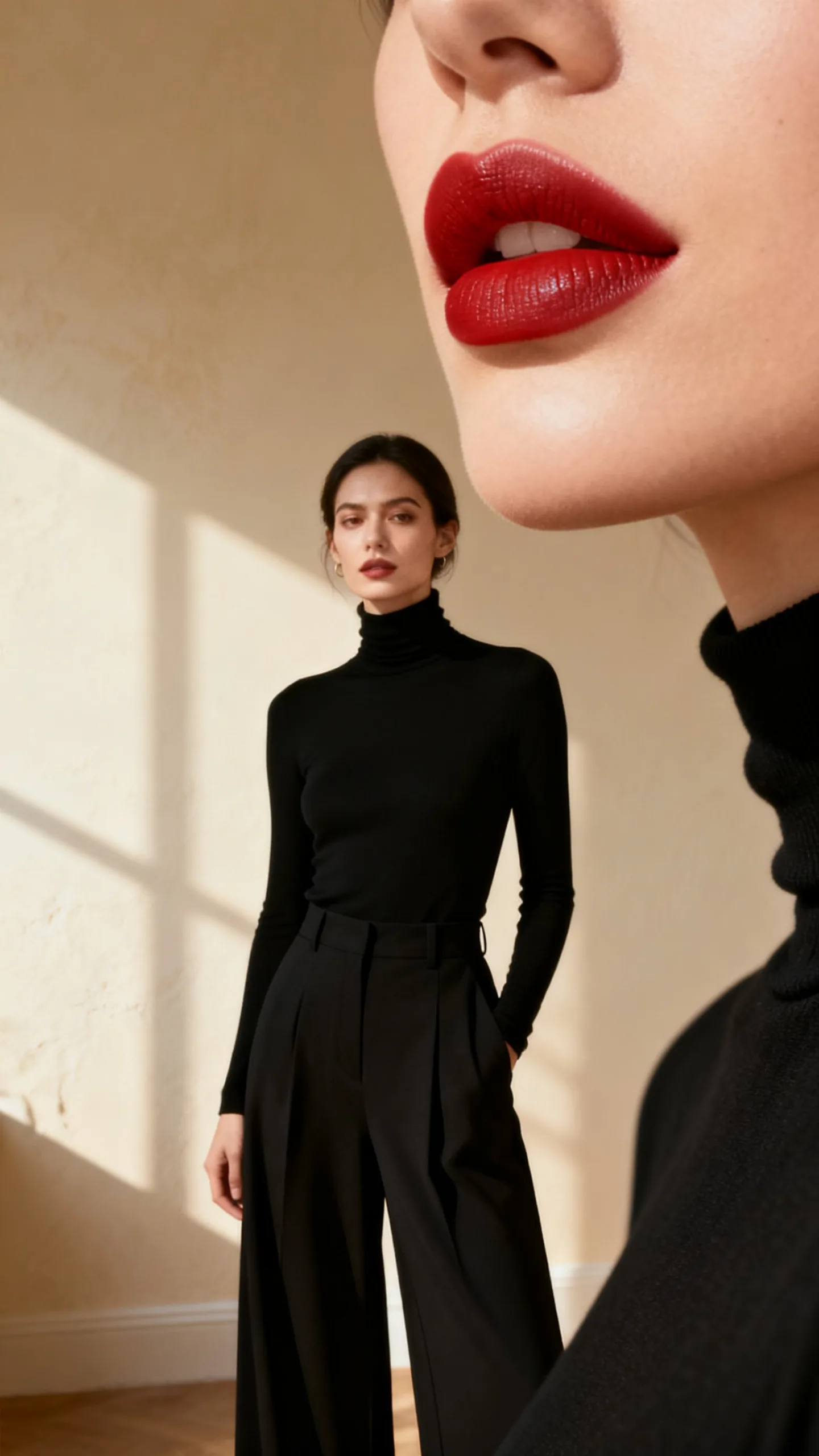 Soft Red Lip With Black Basics