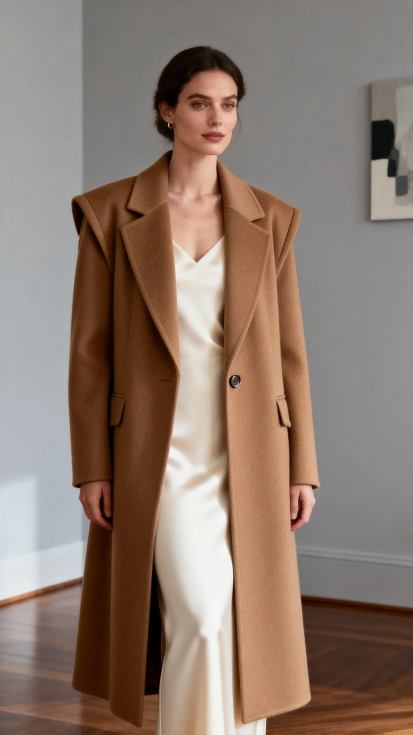 Long Coat Over A Simple Column Look