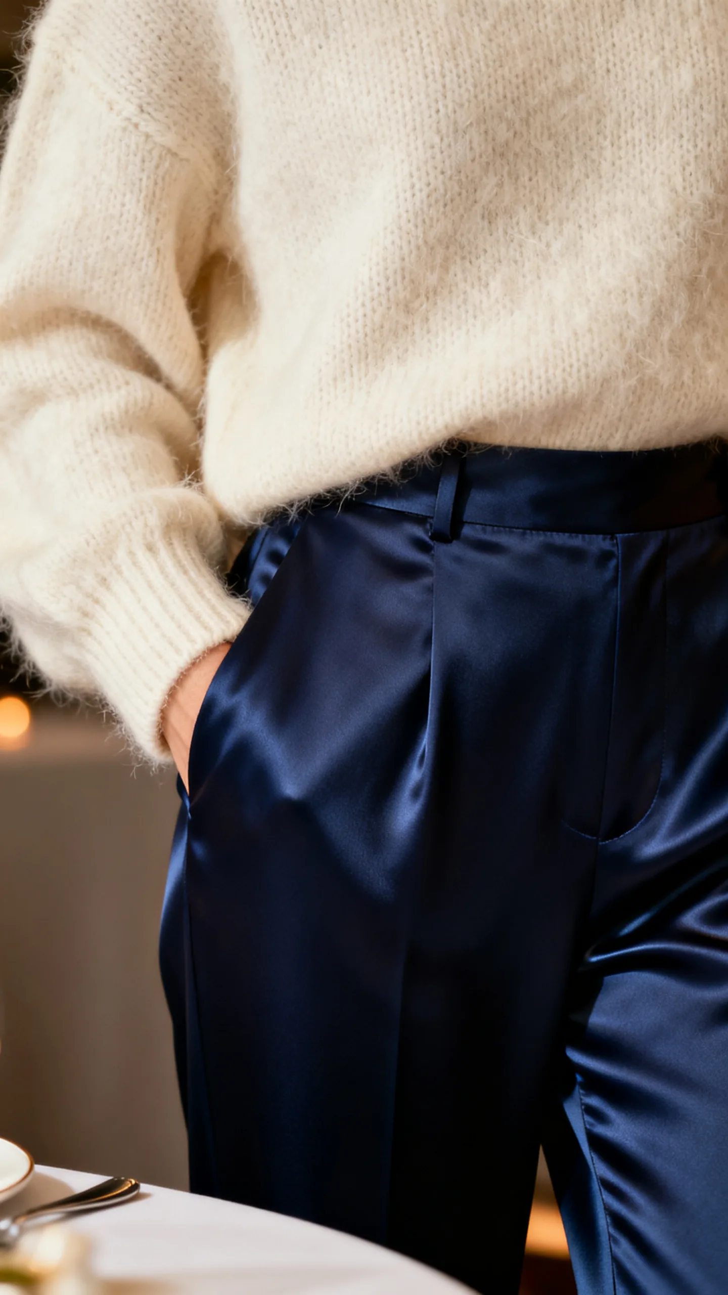Cashmere Sweater With Satin Pants