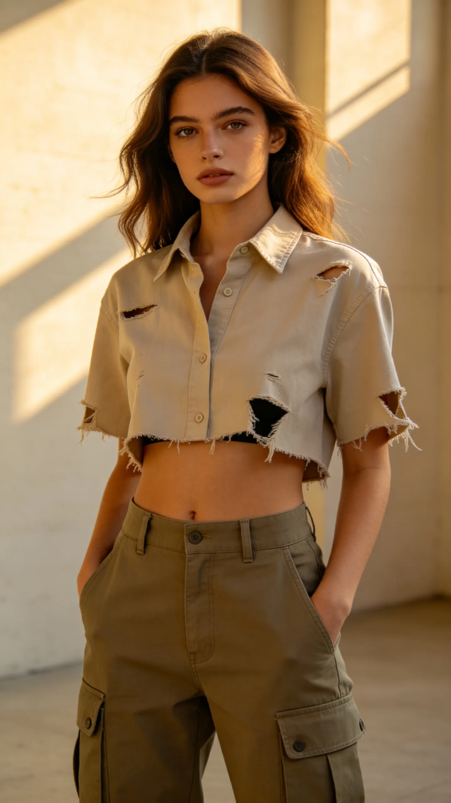 Cut Shirt With Cargo Pants