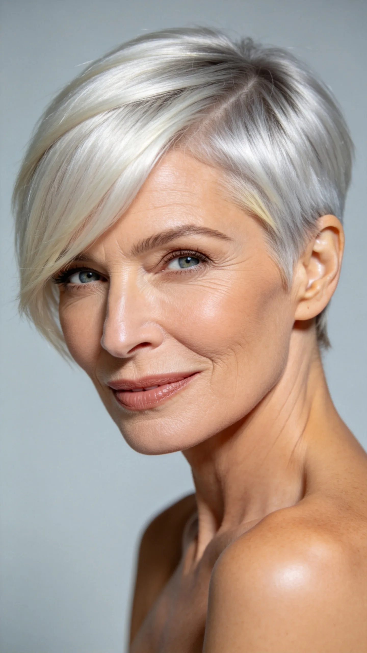 1. Icy Platinum Pixie With a Soft Gray Root