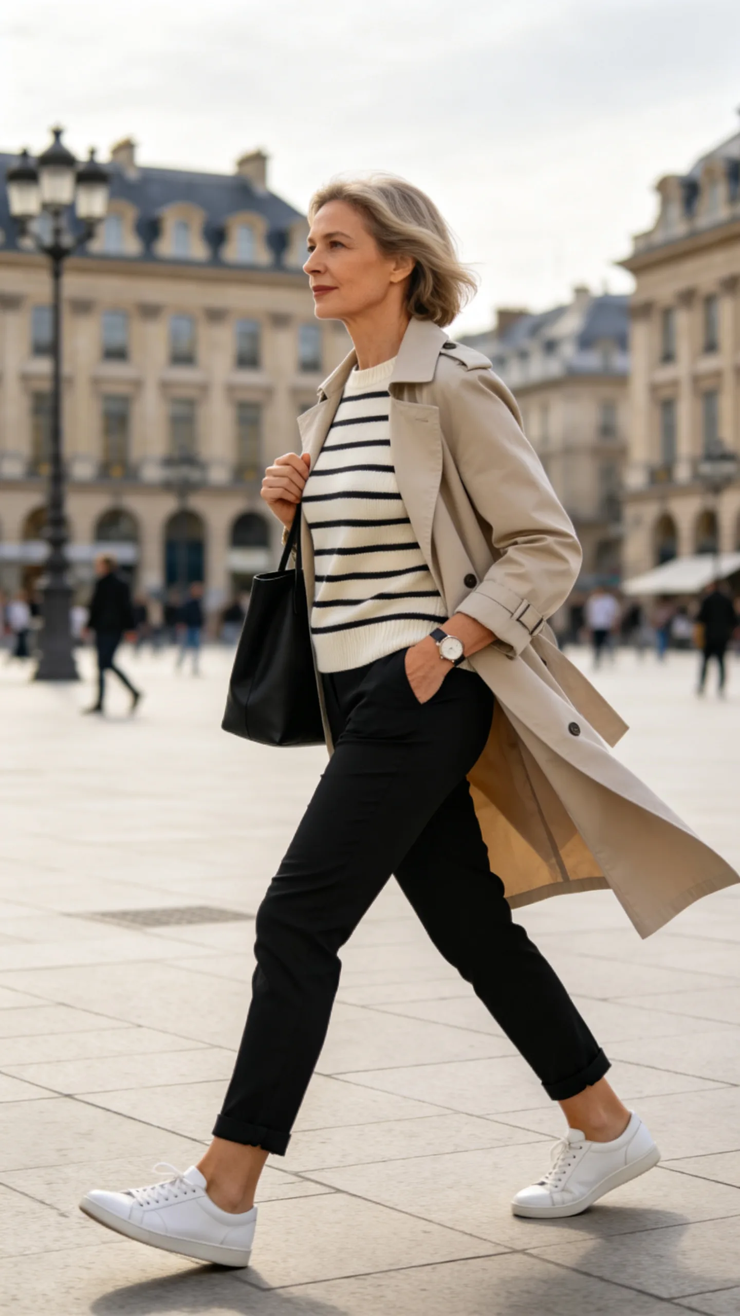 2. Black Ankle Pants With a Striped Knit