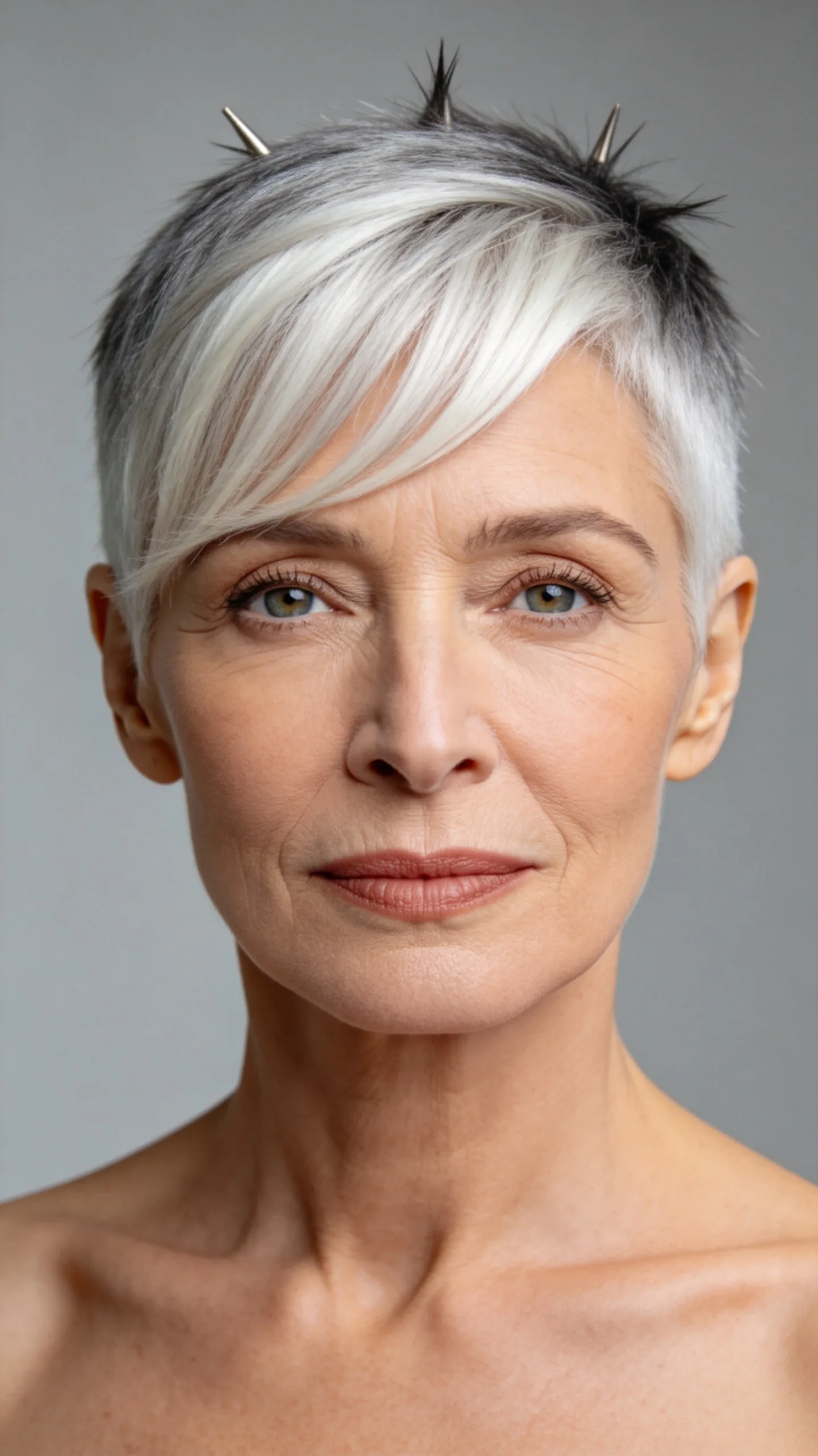 2. Frosted Gray Crop With Piecey Bangs