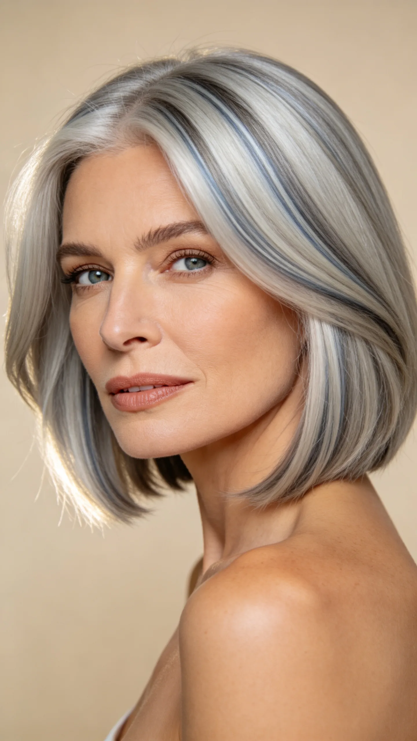 2. Silver-Platinum Bob With Blended Lowlights