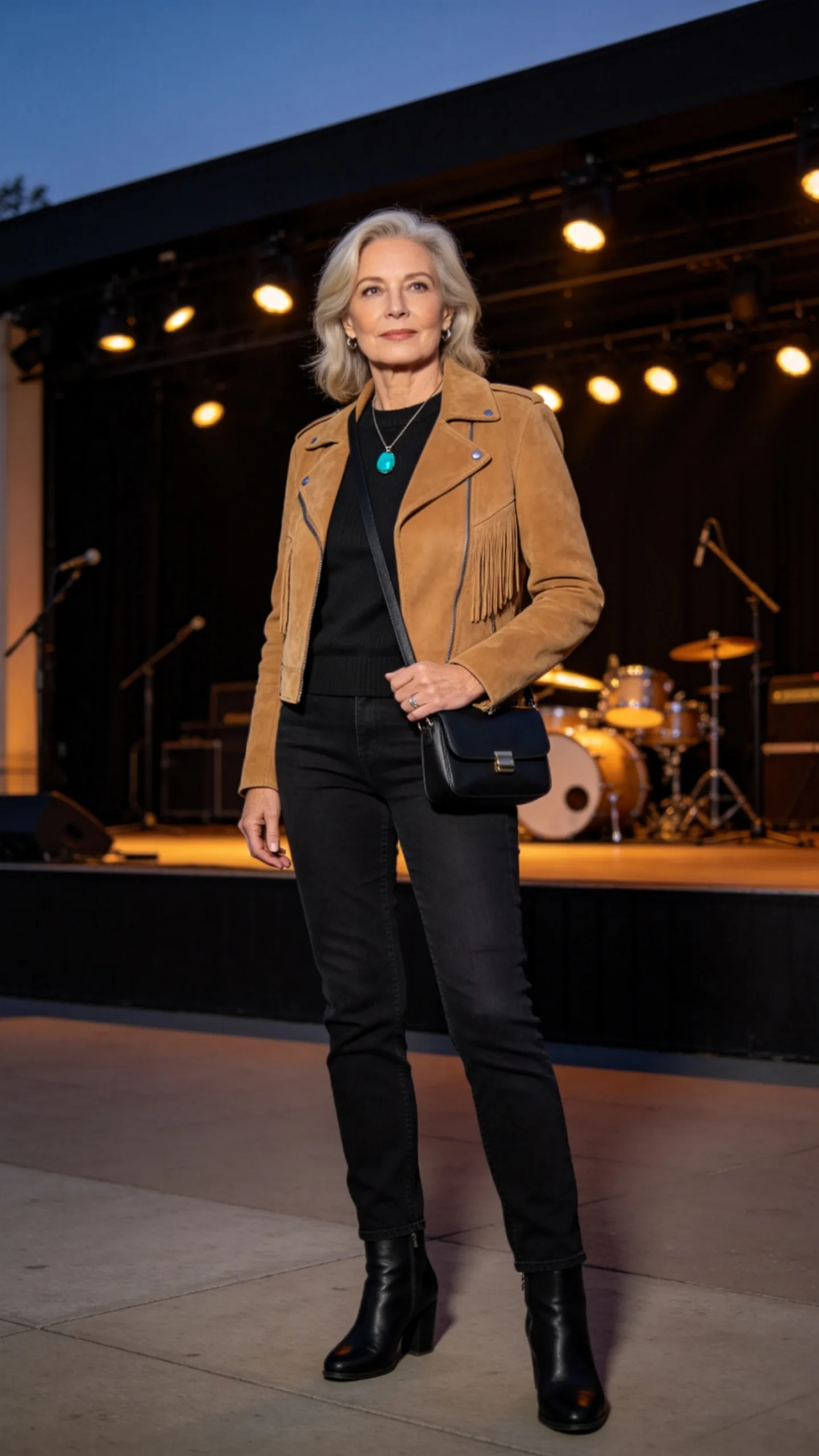 2. Suede Jacket Over a Monochrome Black Base