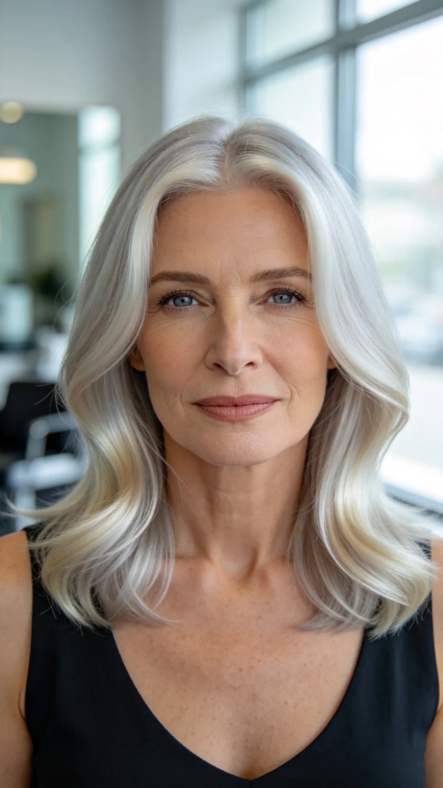 3. Platinum Lob With Shadowed Silver Roots