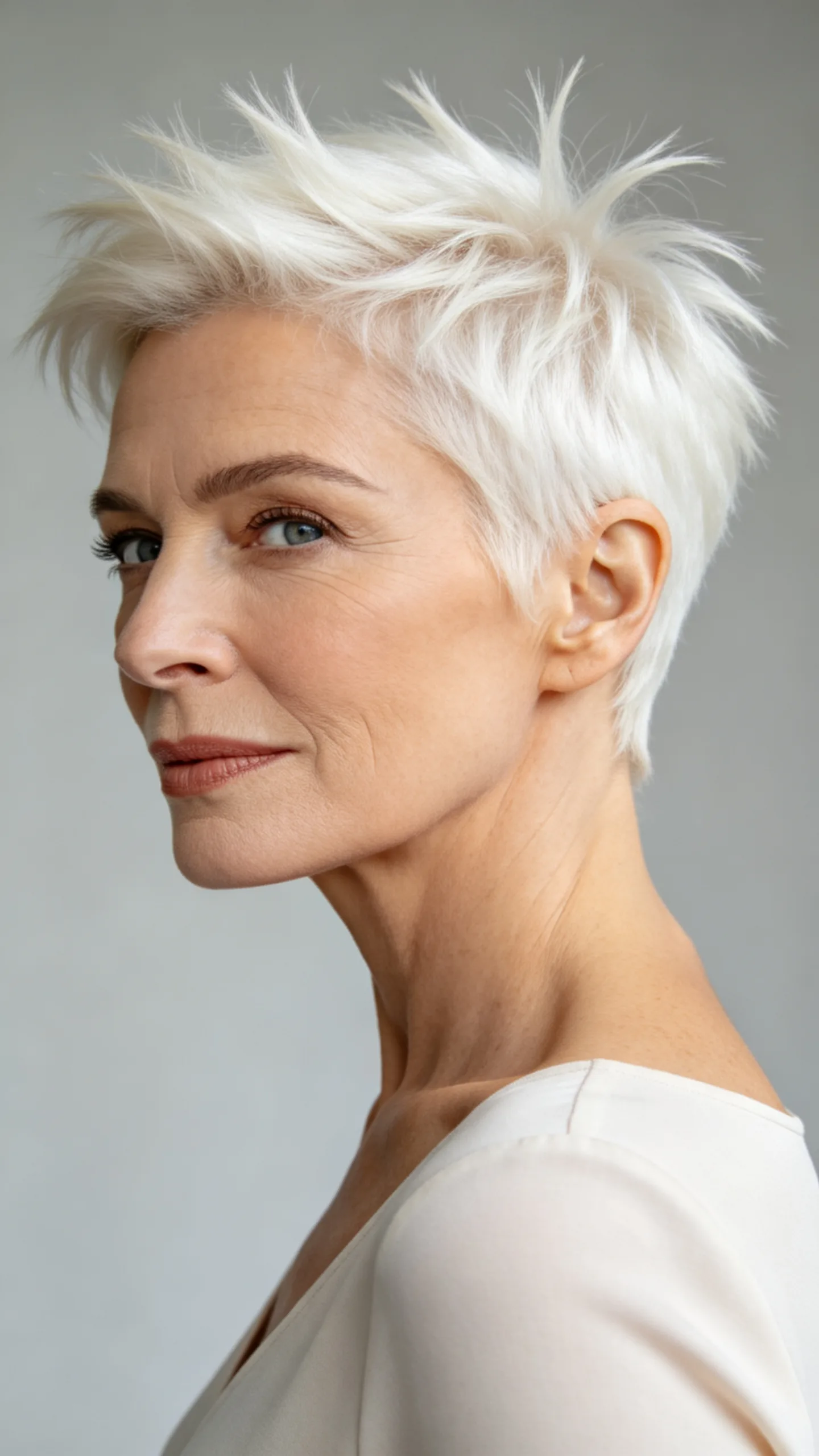 3. Tapered White Pixie With Tousled Spikes