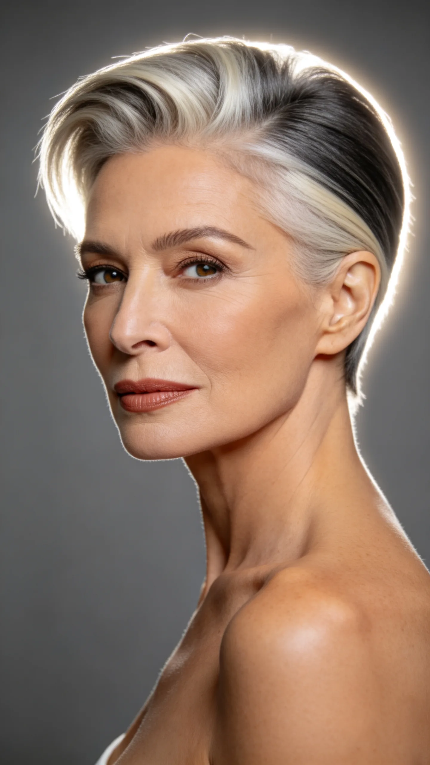 4. Salt-and-Pepper Faux Hawk Pixie