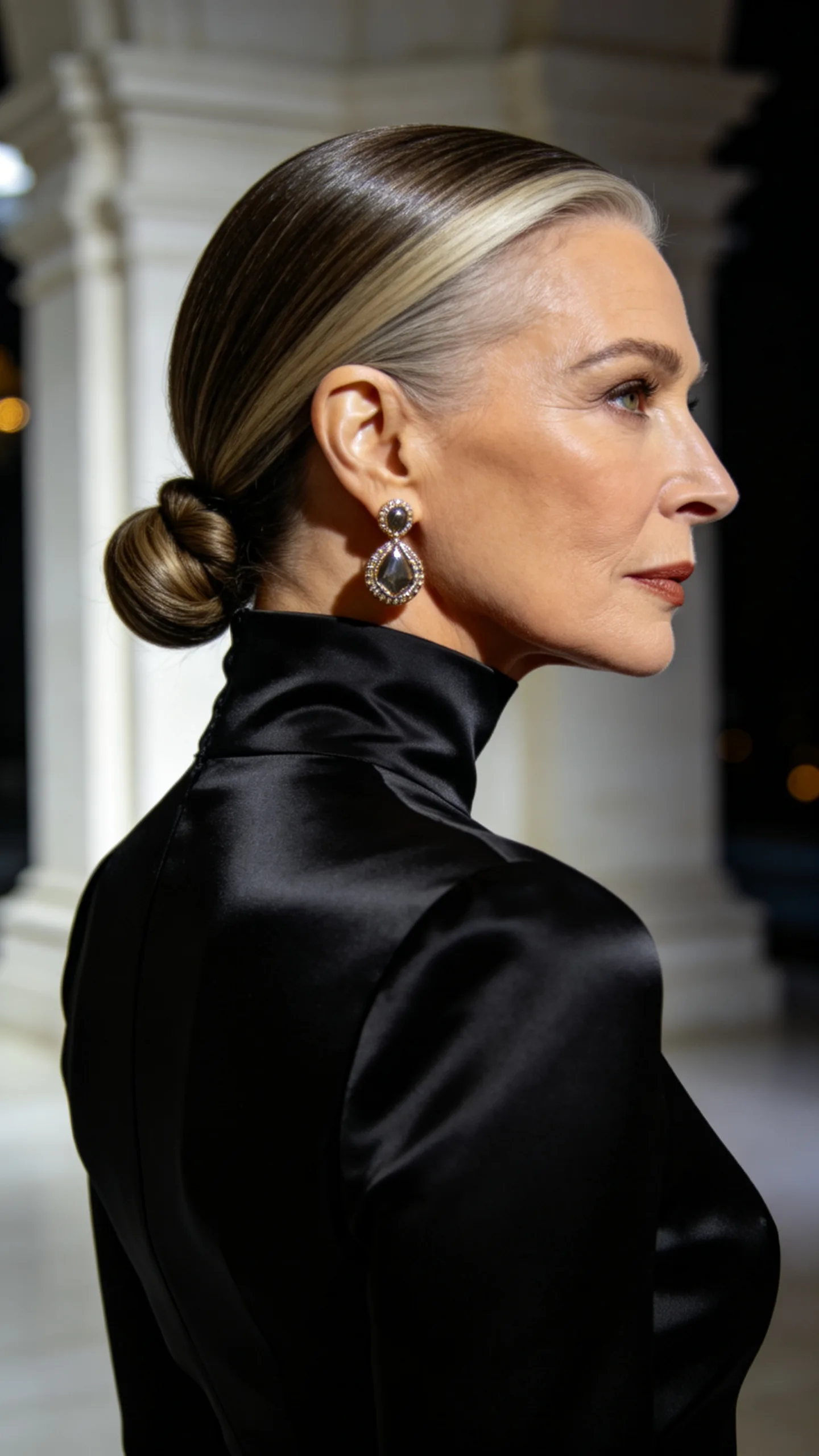 5. Sleek Low Knot With a Deep Side Part