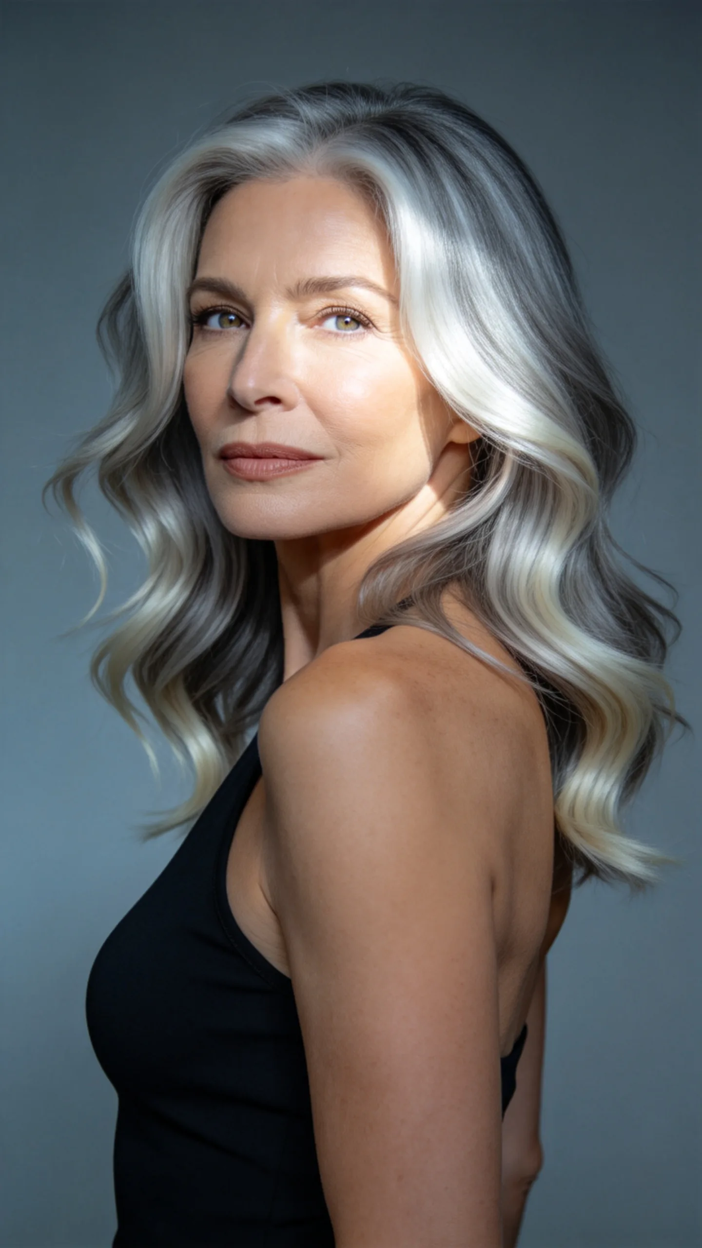 7. Platinum Balayage Over a Steel-Gray Base