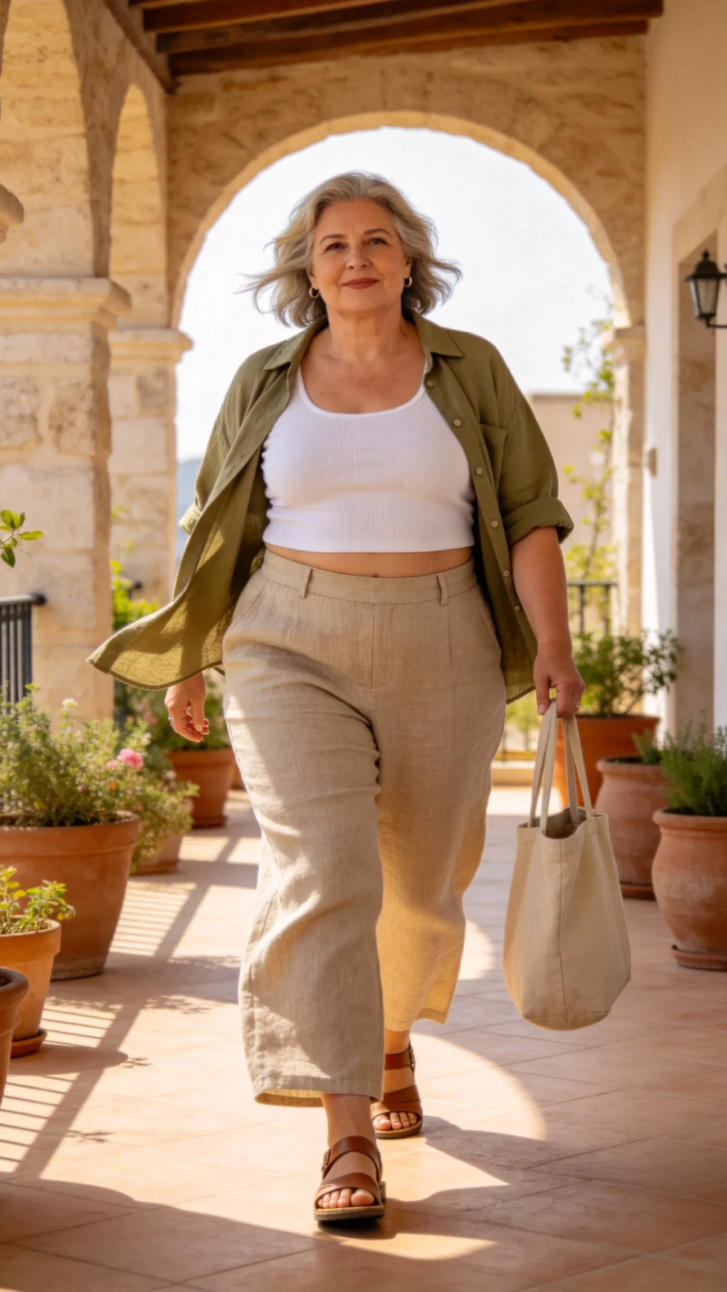 8. Wide-Leg Linen Trousers With a Fitted Tank