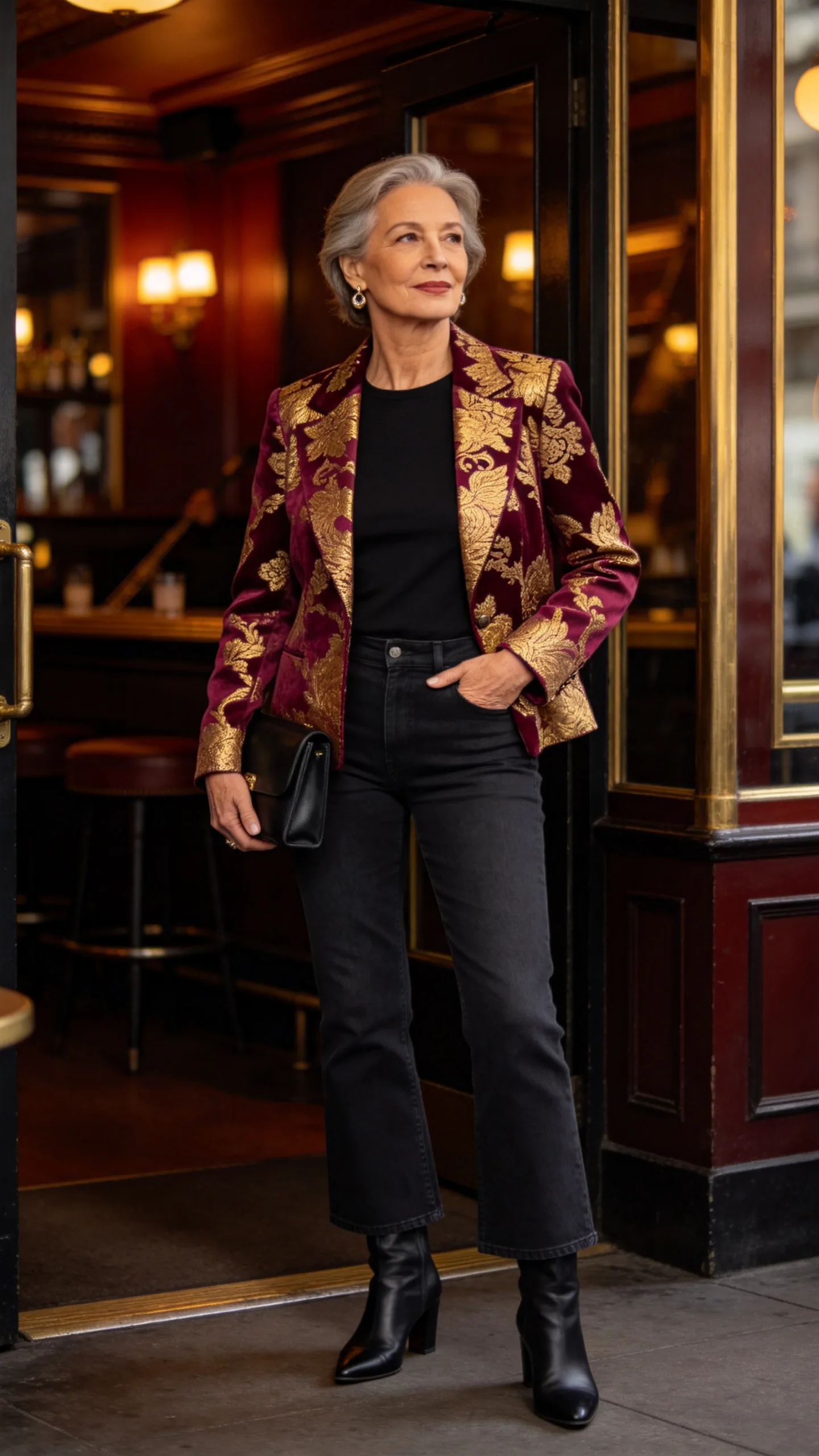 10. Dark Bootcut Jeans With a Statement Jacket
