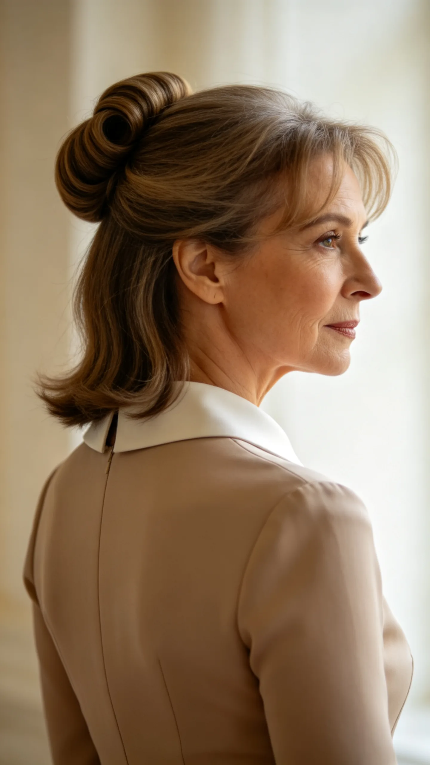 11. Rolled Updo for Shoulder-Length Hair