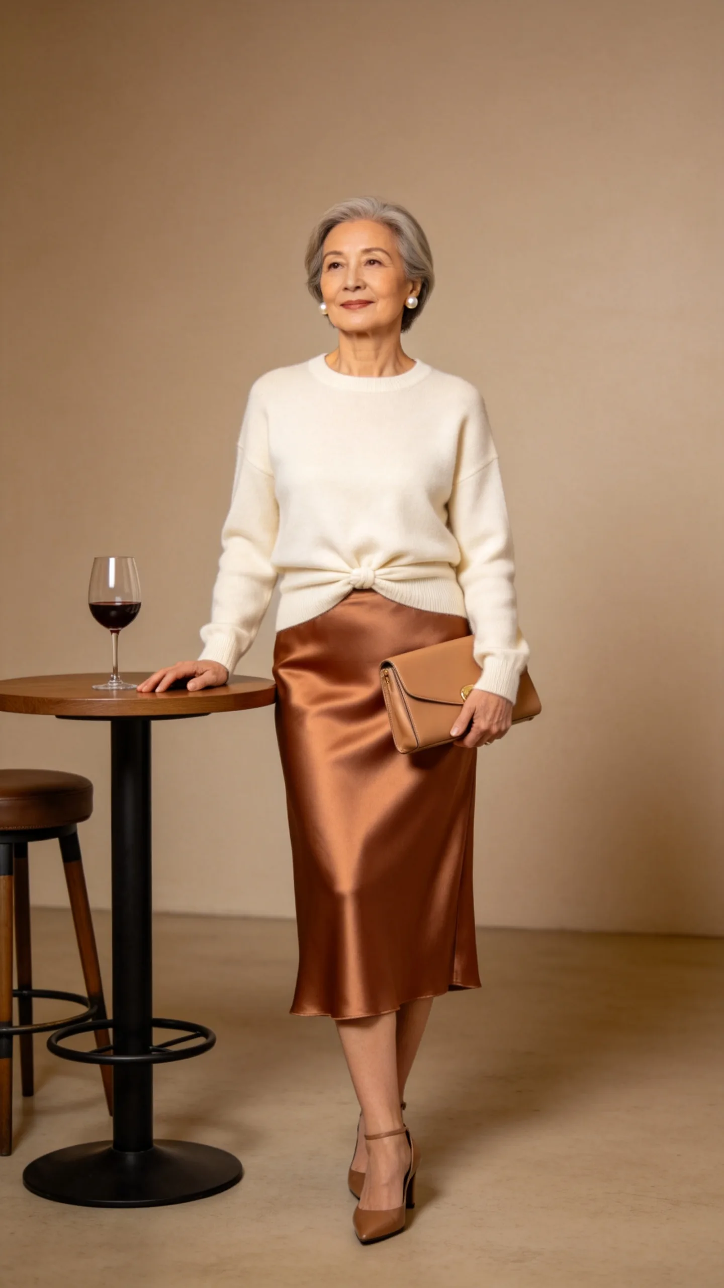 11. A Satin Midi Skirt With a Cashmere Sweater