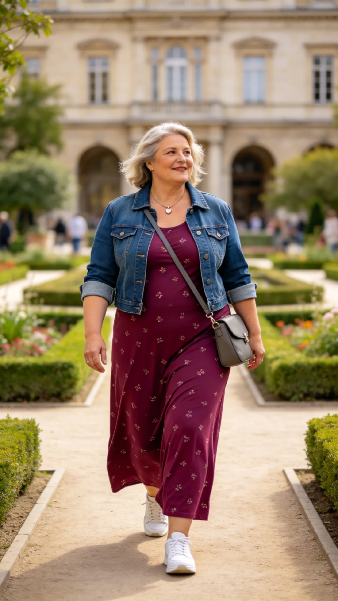 12. Denim Jacket Over a Jersey Maxi Dress