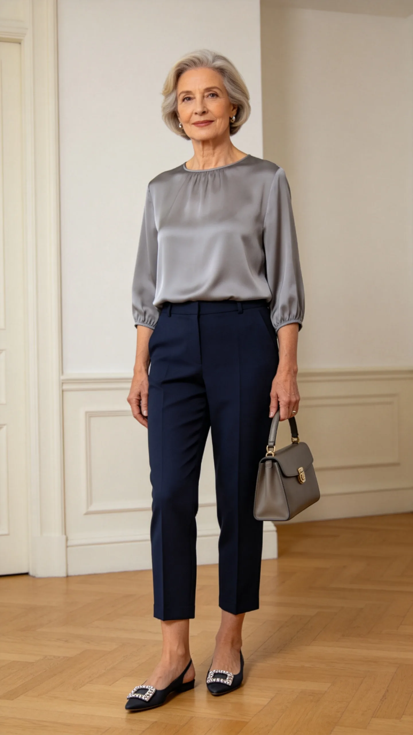 14. Cropped Trousers With Embellished Flats