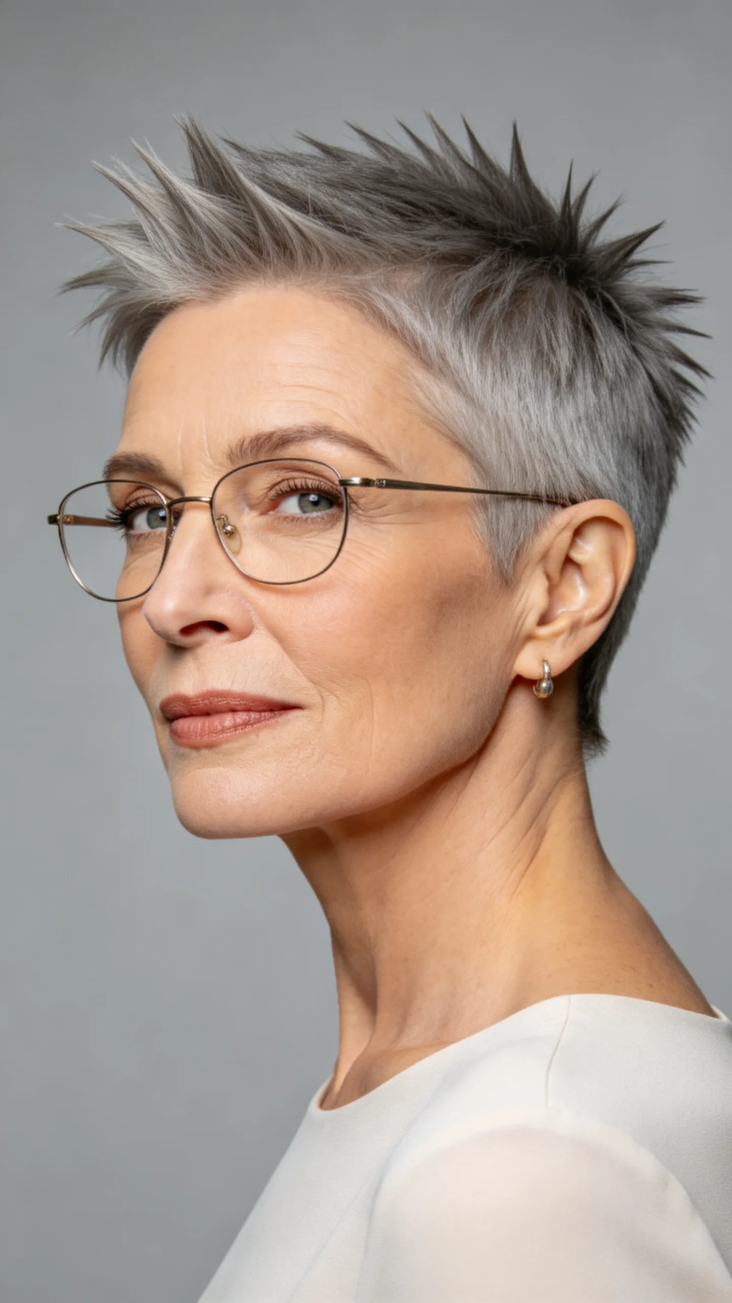 14. Sleek-Sided Pixie With Vertical Silver Spikes