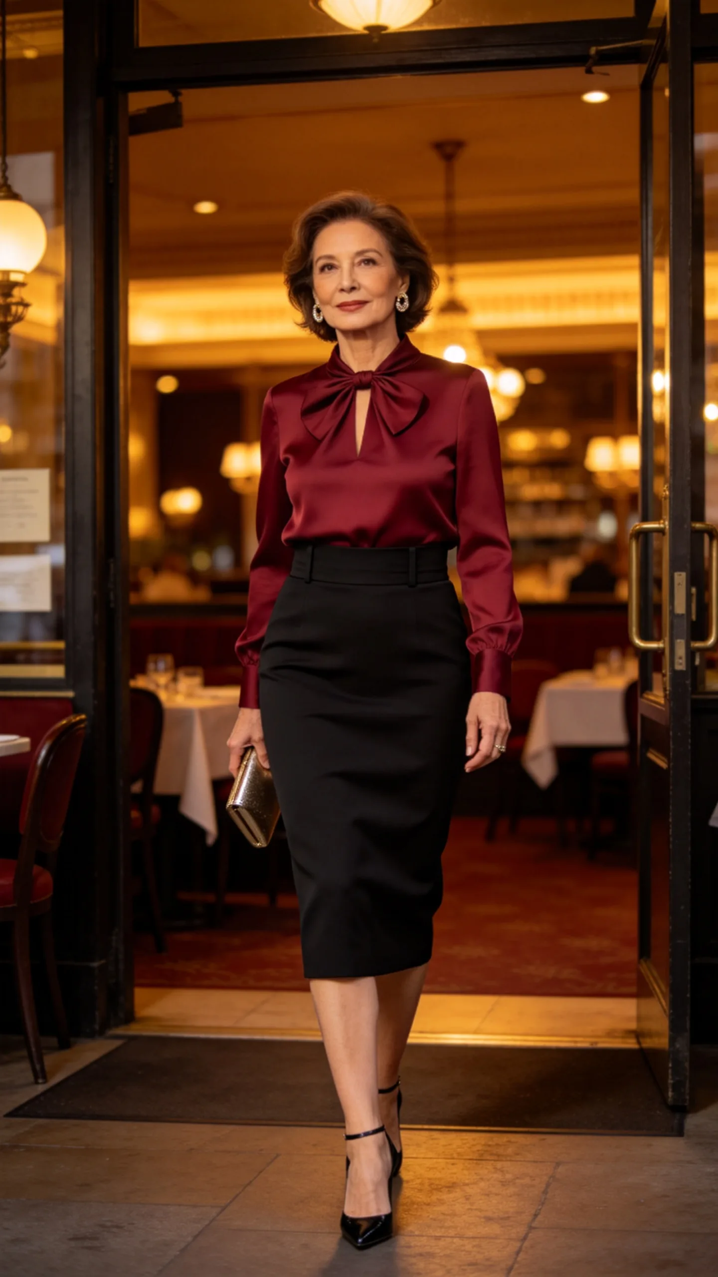 15. Black Midi Skirt With a Statement Blouse