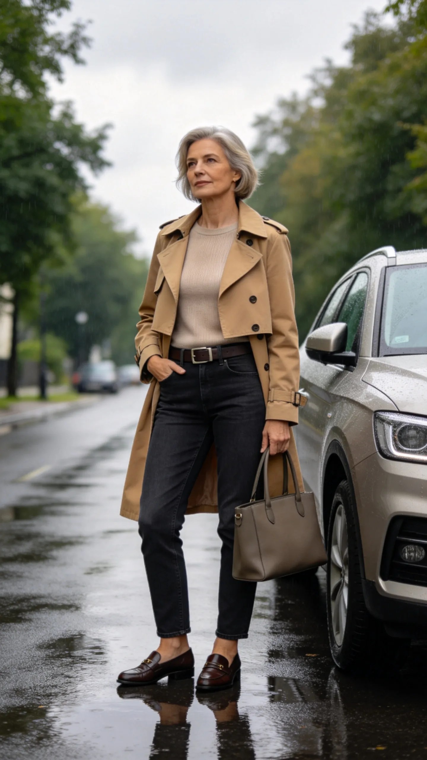 15. Cropped Trench With Jeans and Loafers