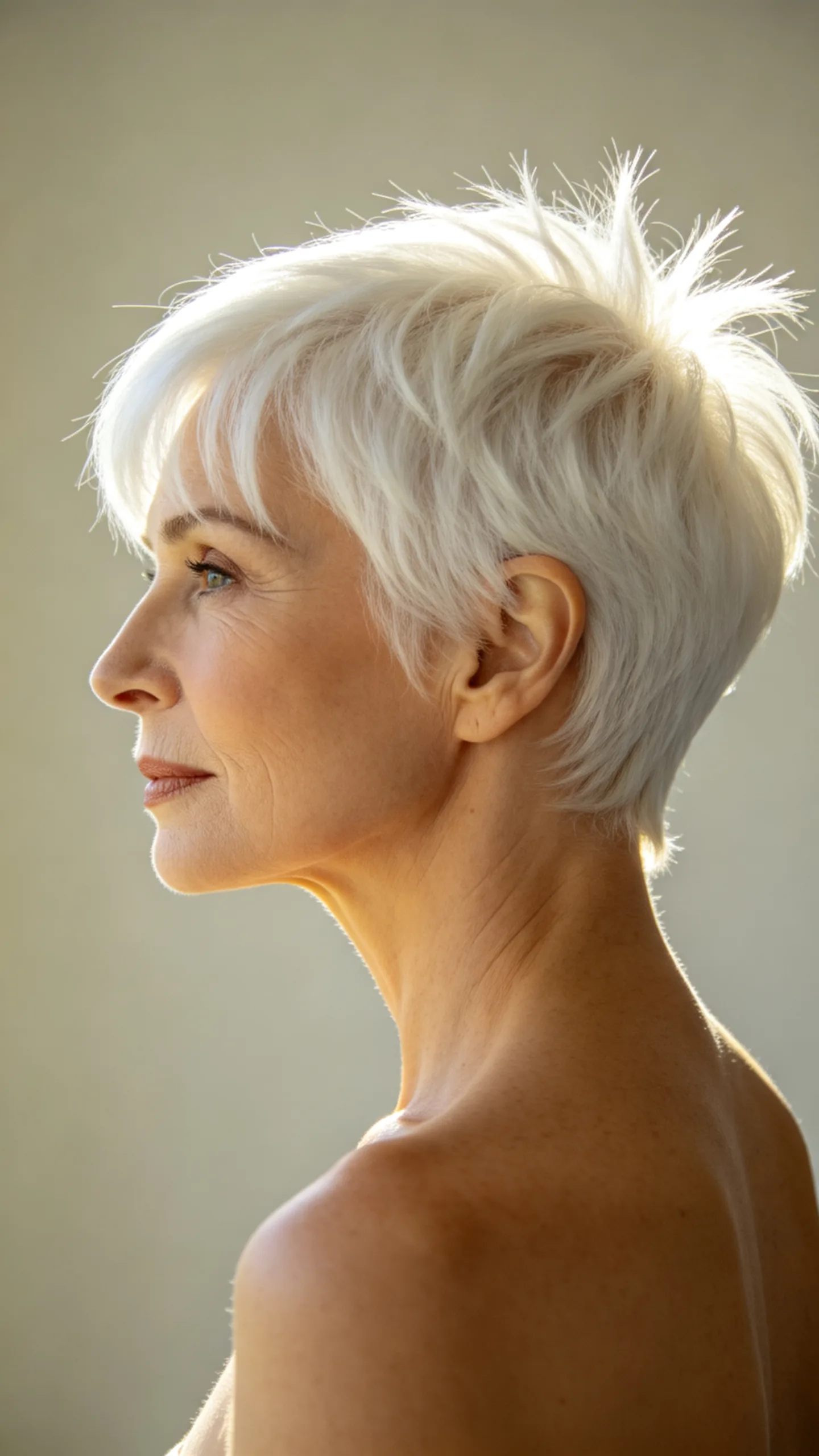 15. White Pixie With Spiky Volume at the Back