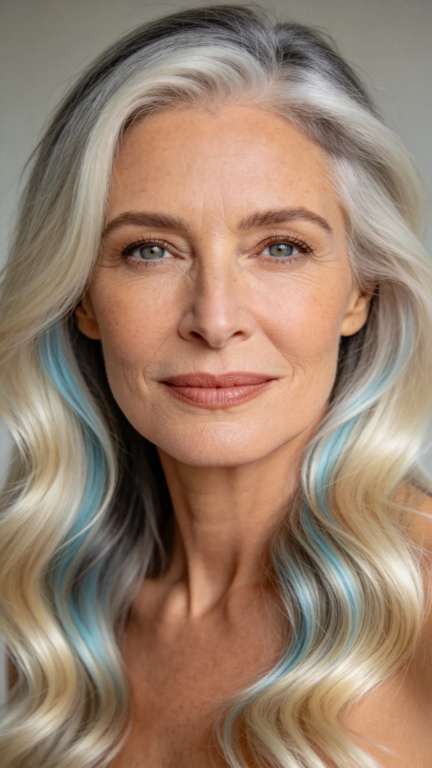 16. Soft Platinum Waves With a Salt-and-Pepper Root Melt