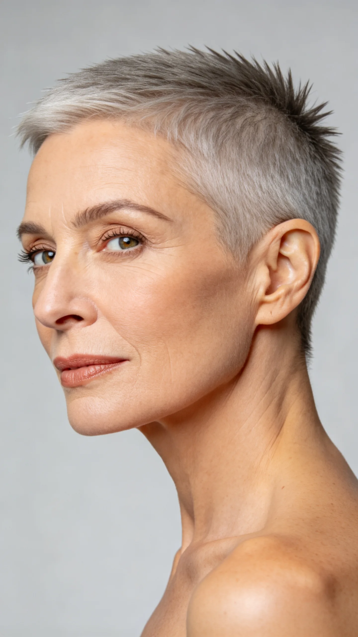 17. Low-Maintenance Buzzed Pixie With Soft Gray Spikes