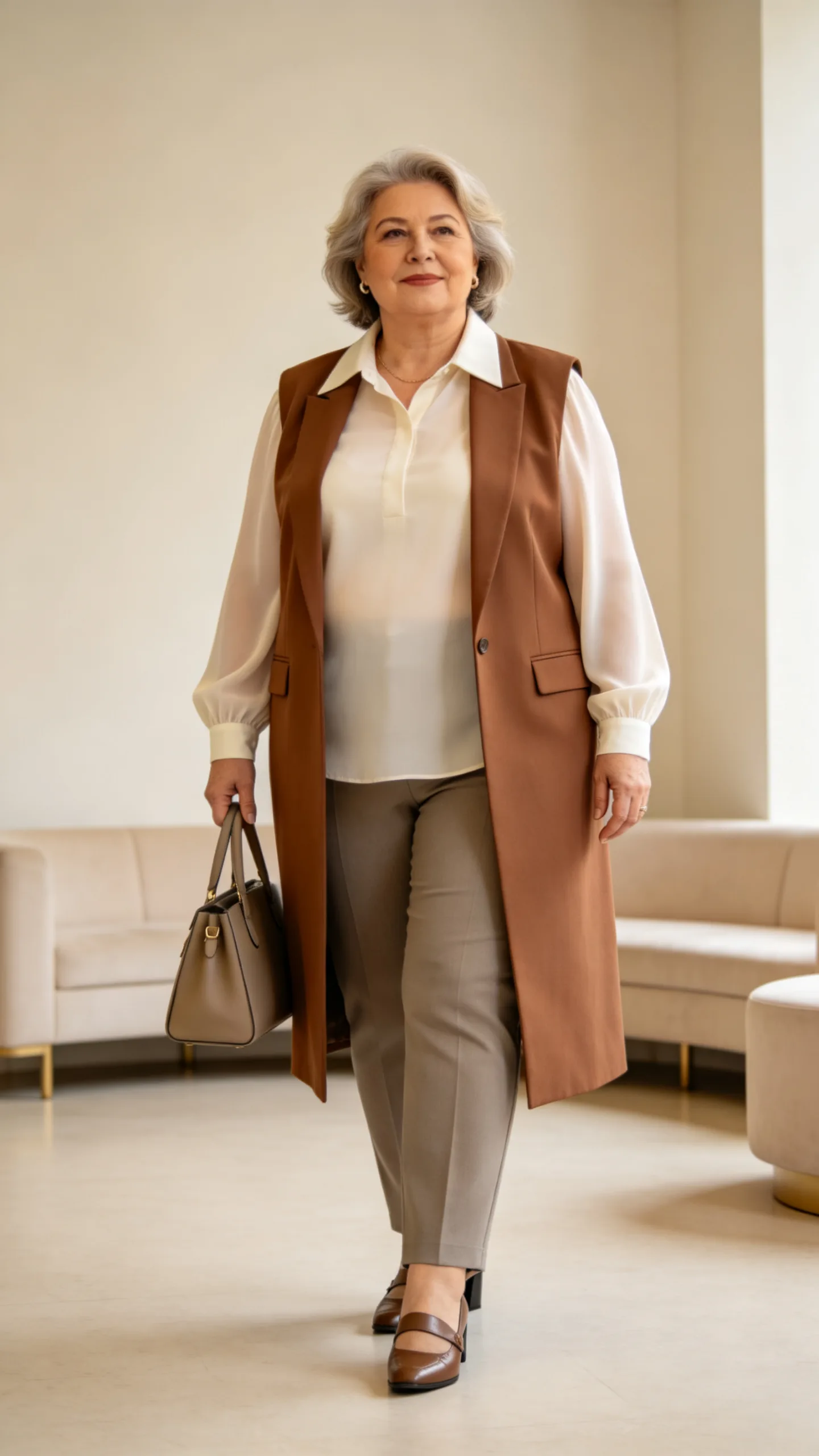 19. Tailored Vest With a Fluid Blouse and Trousers