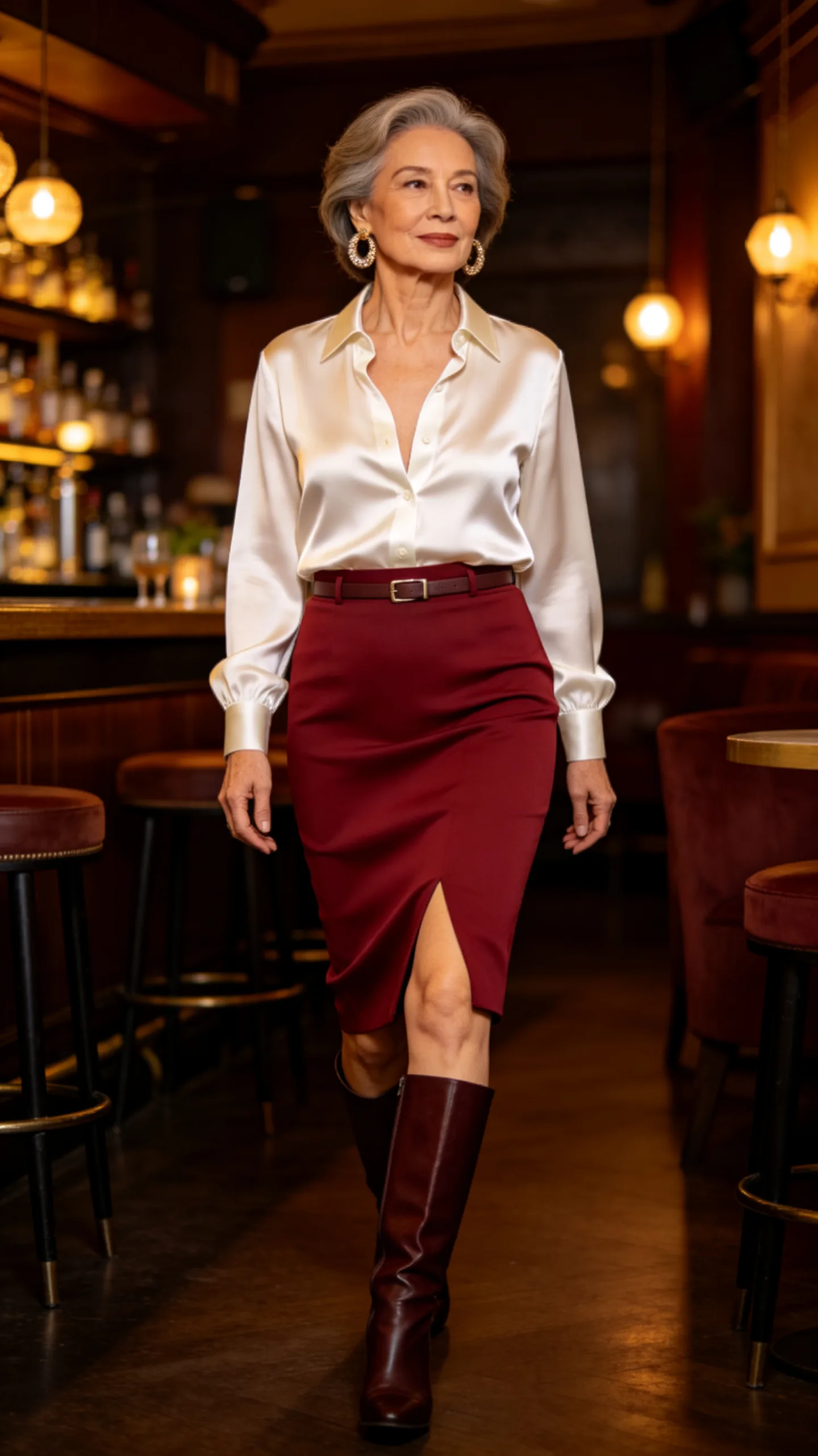 20. A Button-Front Shirt With a Midi Pencil Skirt