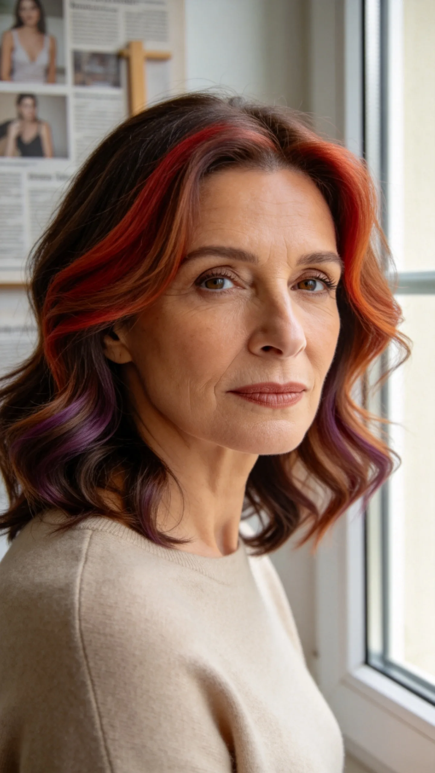 23. Neutral Red-Brown Balayage for Flexible Undertones