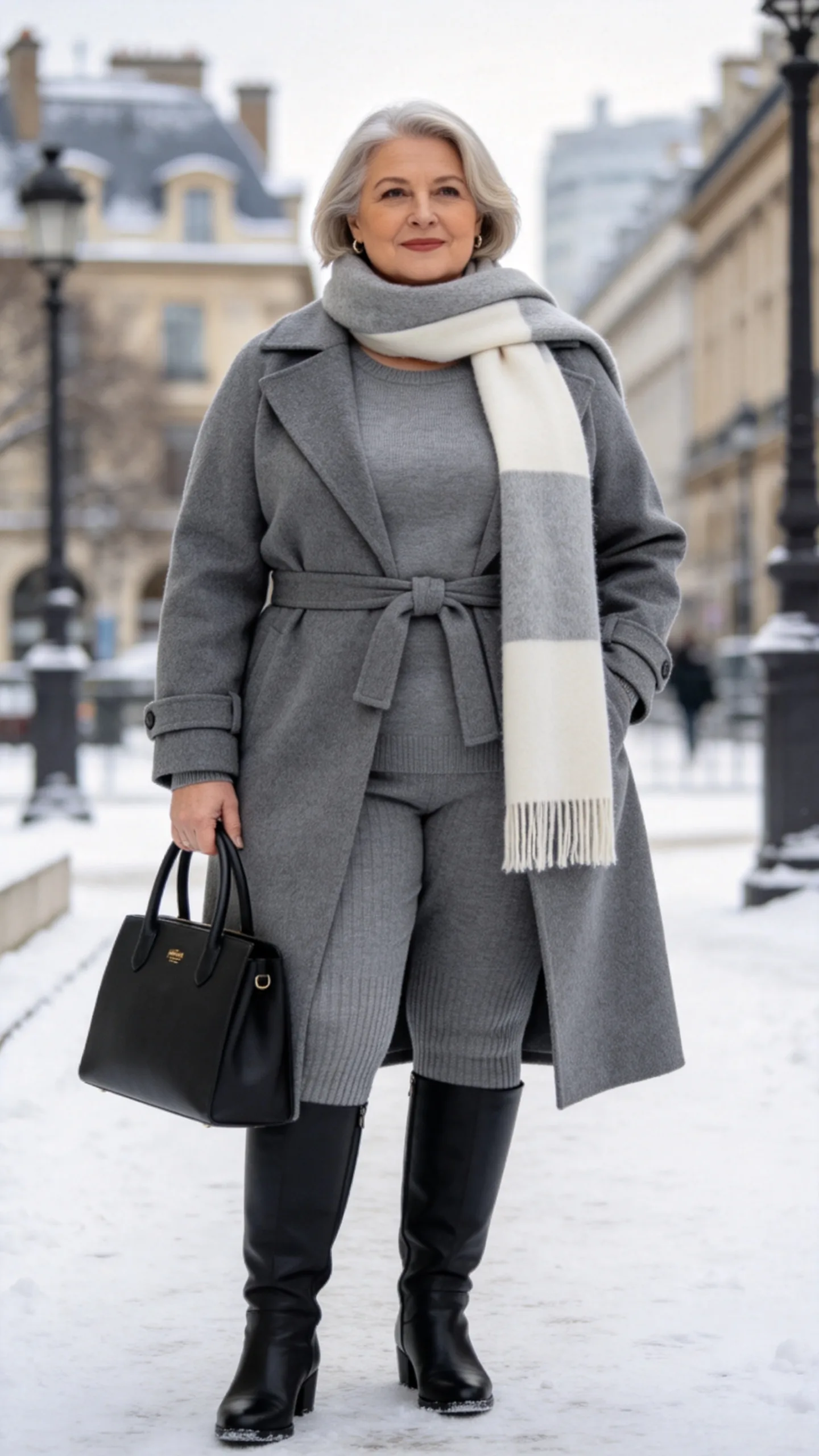 9. Belted Coat Over a Monochrome Knit Set
