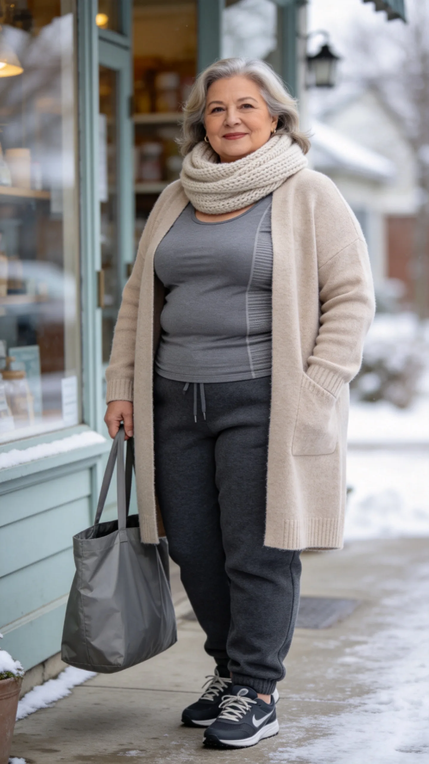 12. Fleece Joggers with a Longline Cardigan