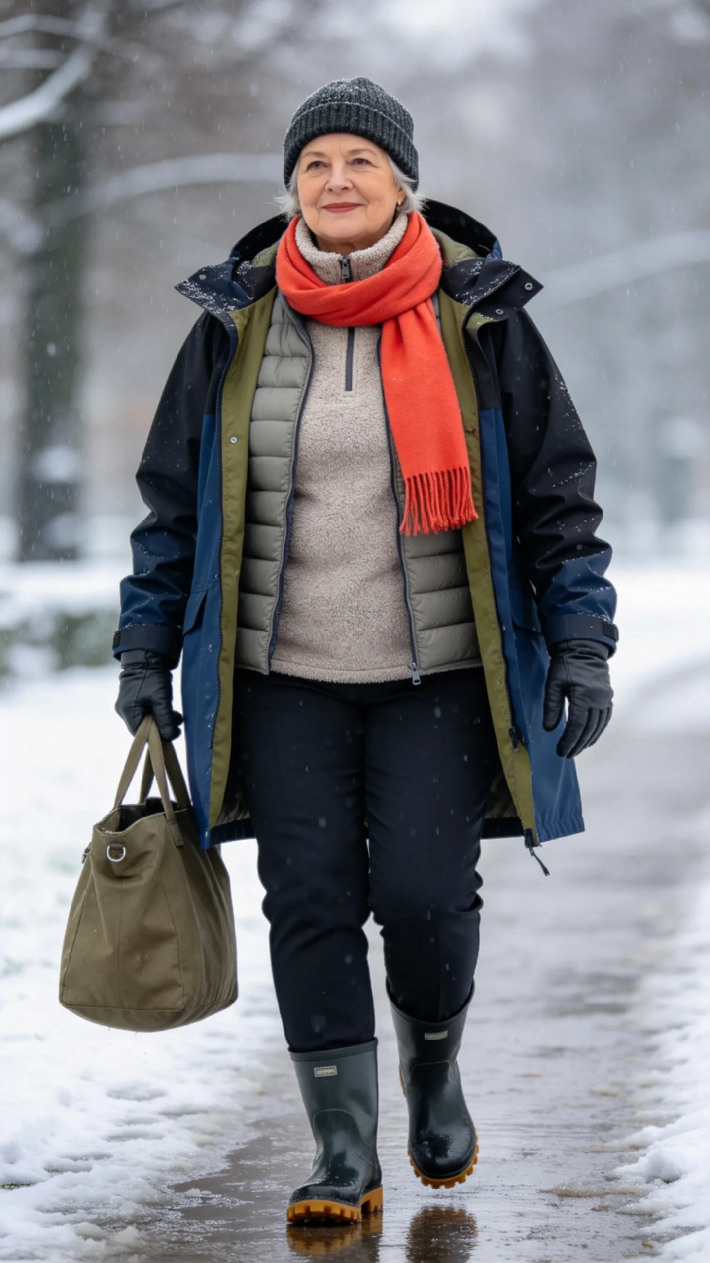 22. Hooded Coat Over a Fleece-Lined Outfit