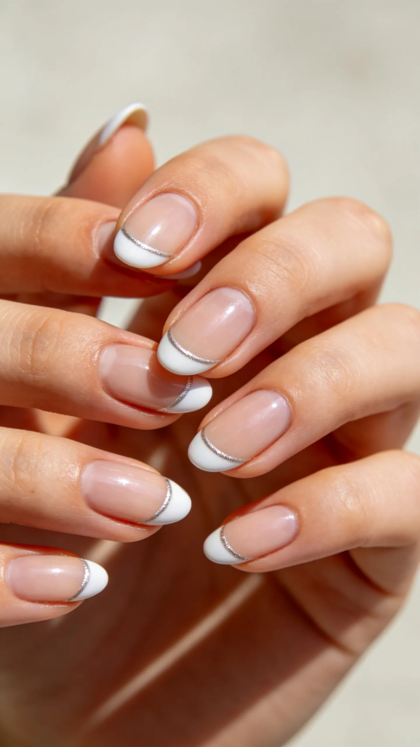 1. Dainty Silver Line Accent on Almond Shape