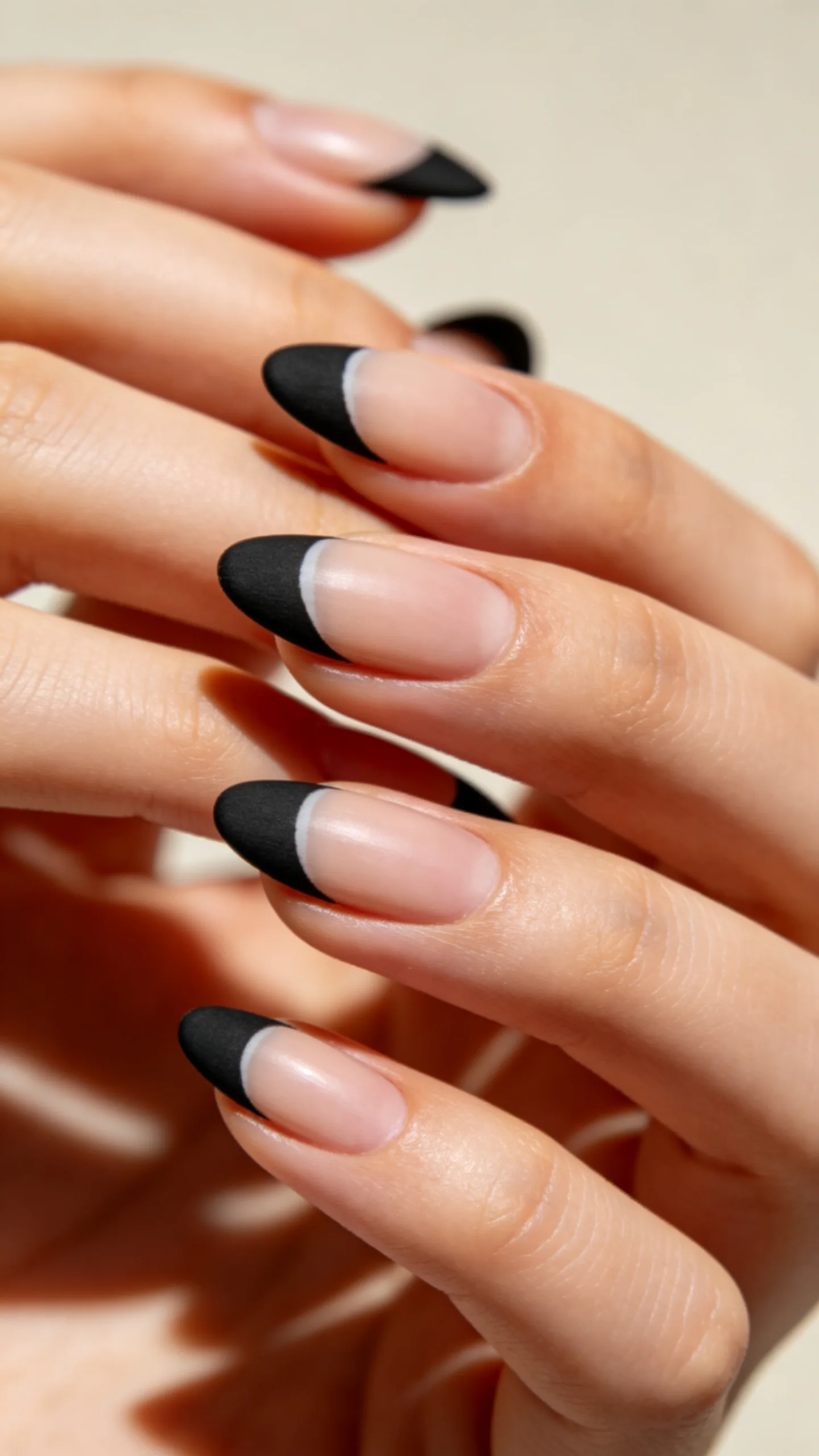2. Classic French Manicure with a Matte Black Tip
