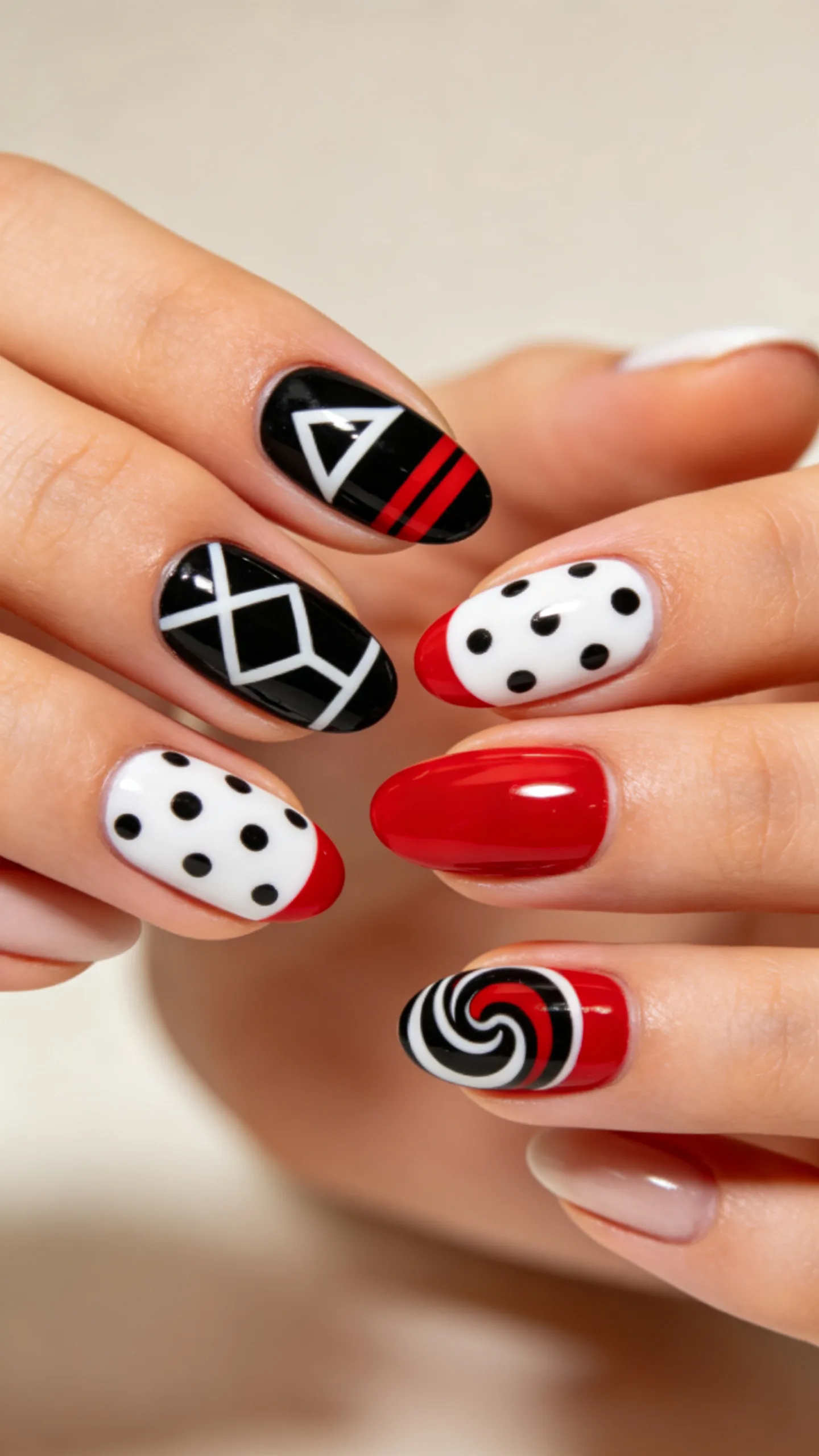 4. Black White and Red Nails Ideas for Bold Accents