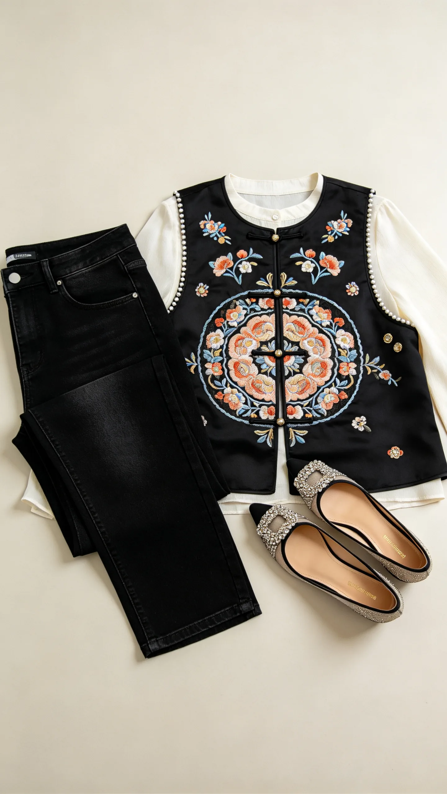 7. Date Night Glamour: Coated Black Jeans with a Lace Bodysuit and Strappy Heels