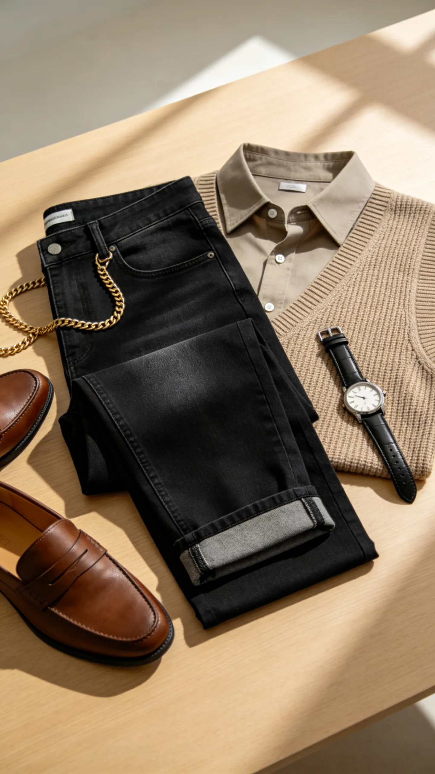 8. Smart Academy Style: Cropped Black Jeans with a Button-Down and Knit Vest