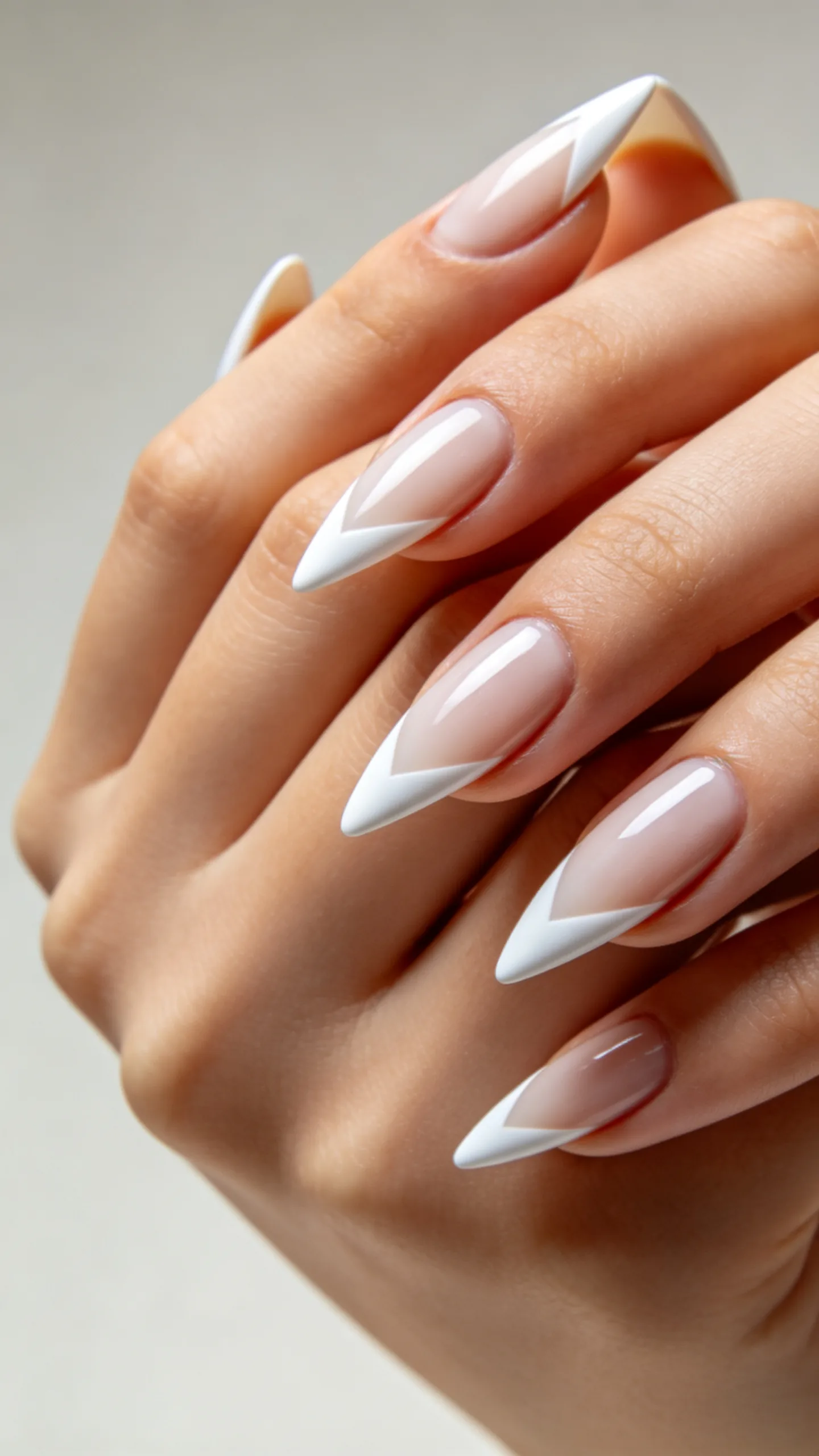 15. Geometric V-Tips on Long Coffin Nails