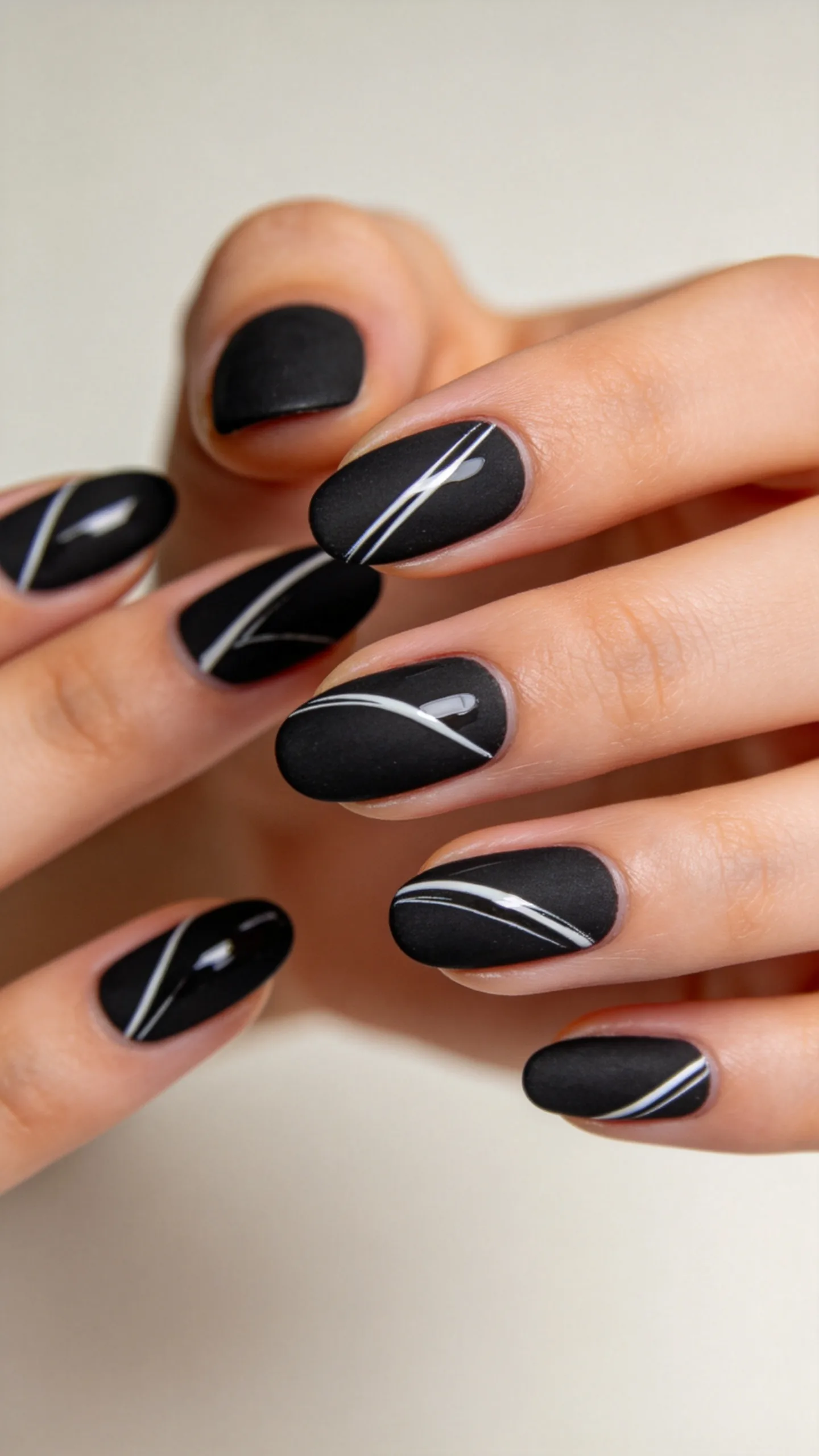 15. Subtle Matte Black and Glossy White Abstract Strokes