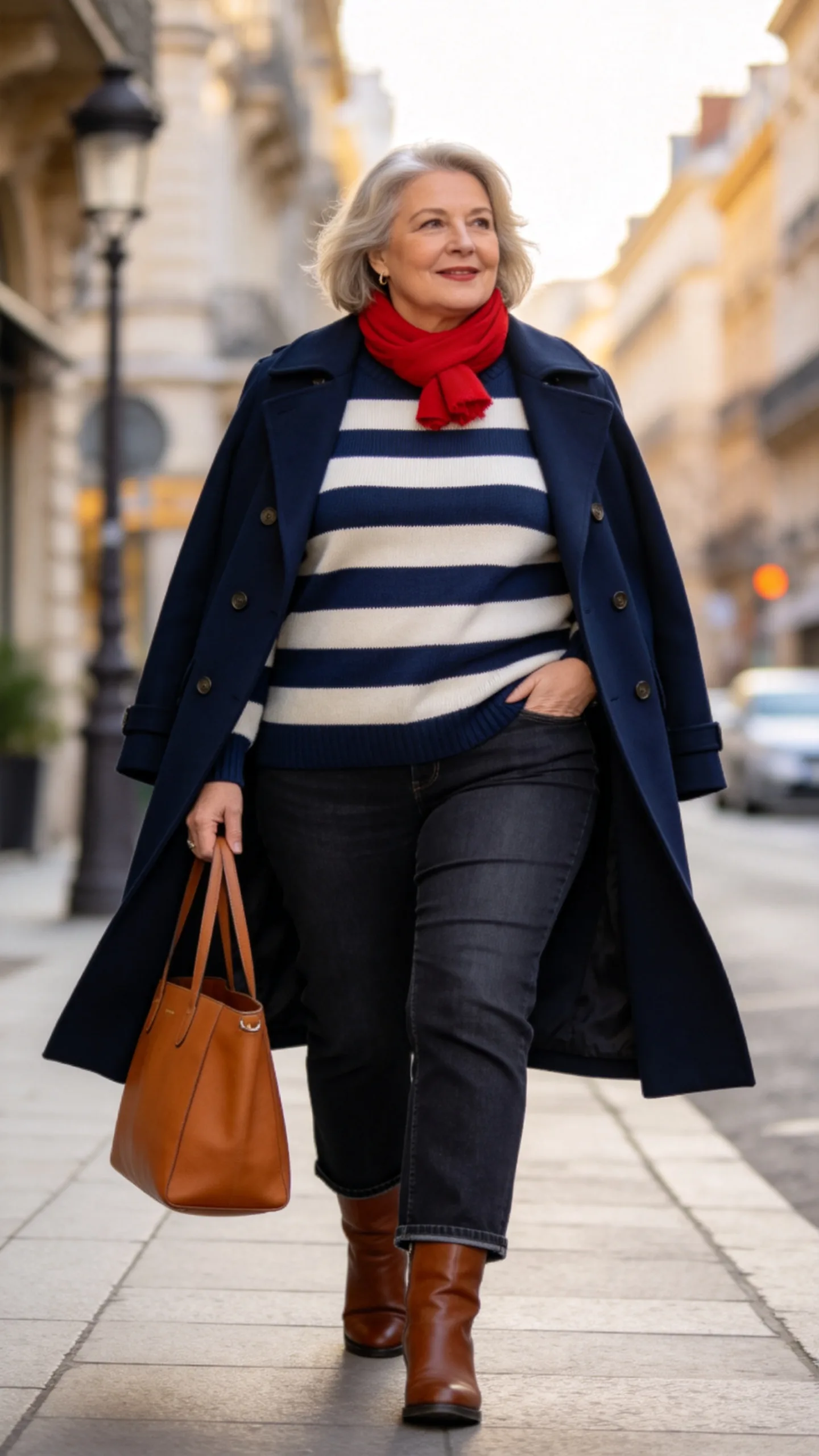 12. Navy Peacoat With a Striped Sweater