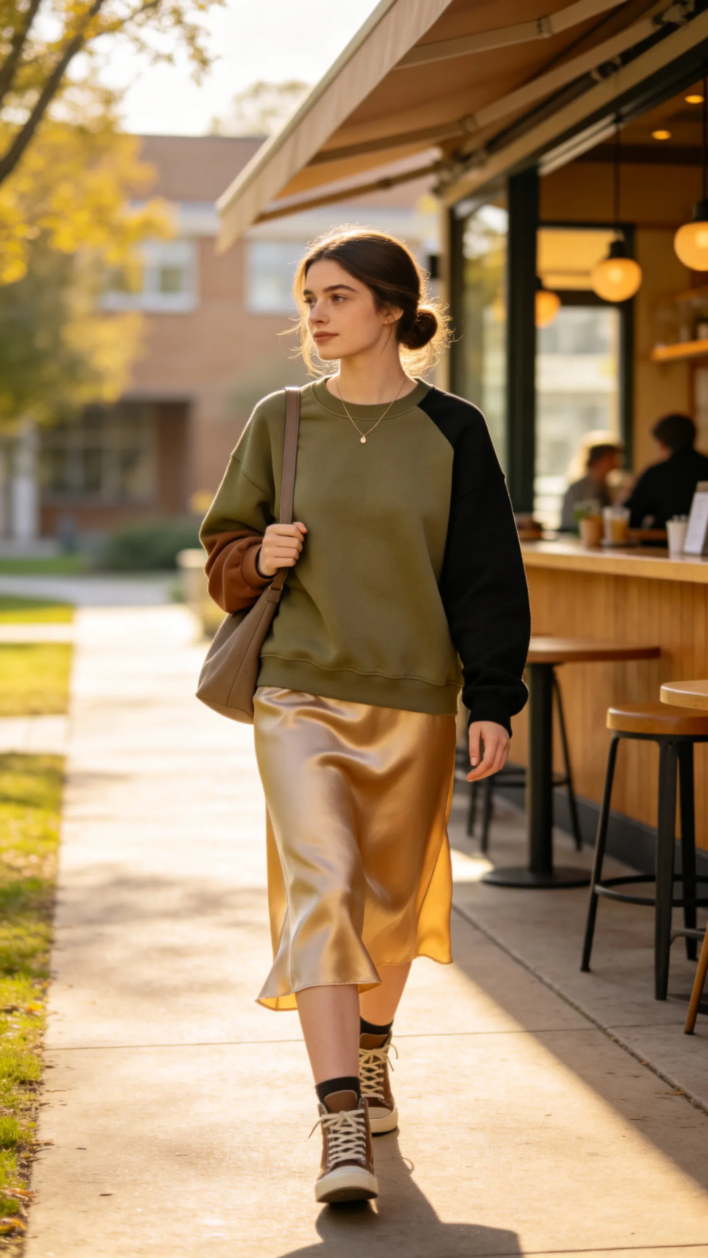 10. Slip Skirt With a Crewneck Sweatshirt