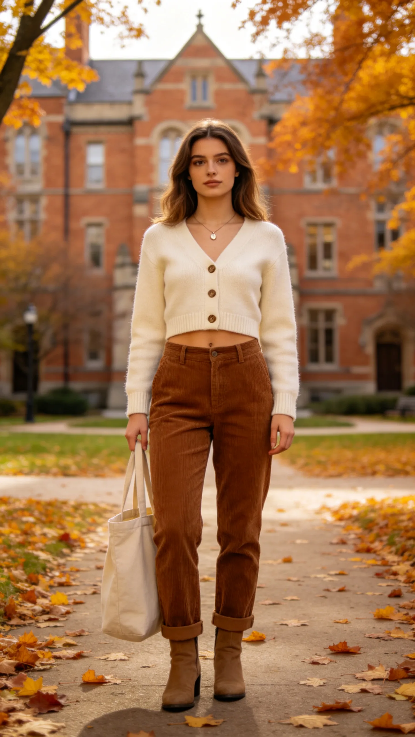 17. Corduroy Pants With a Cropped Cardigan