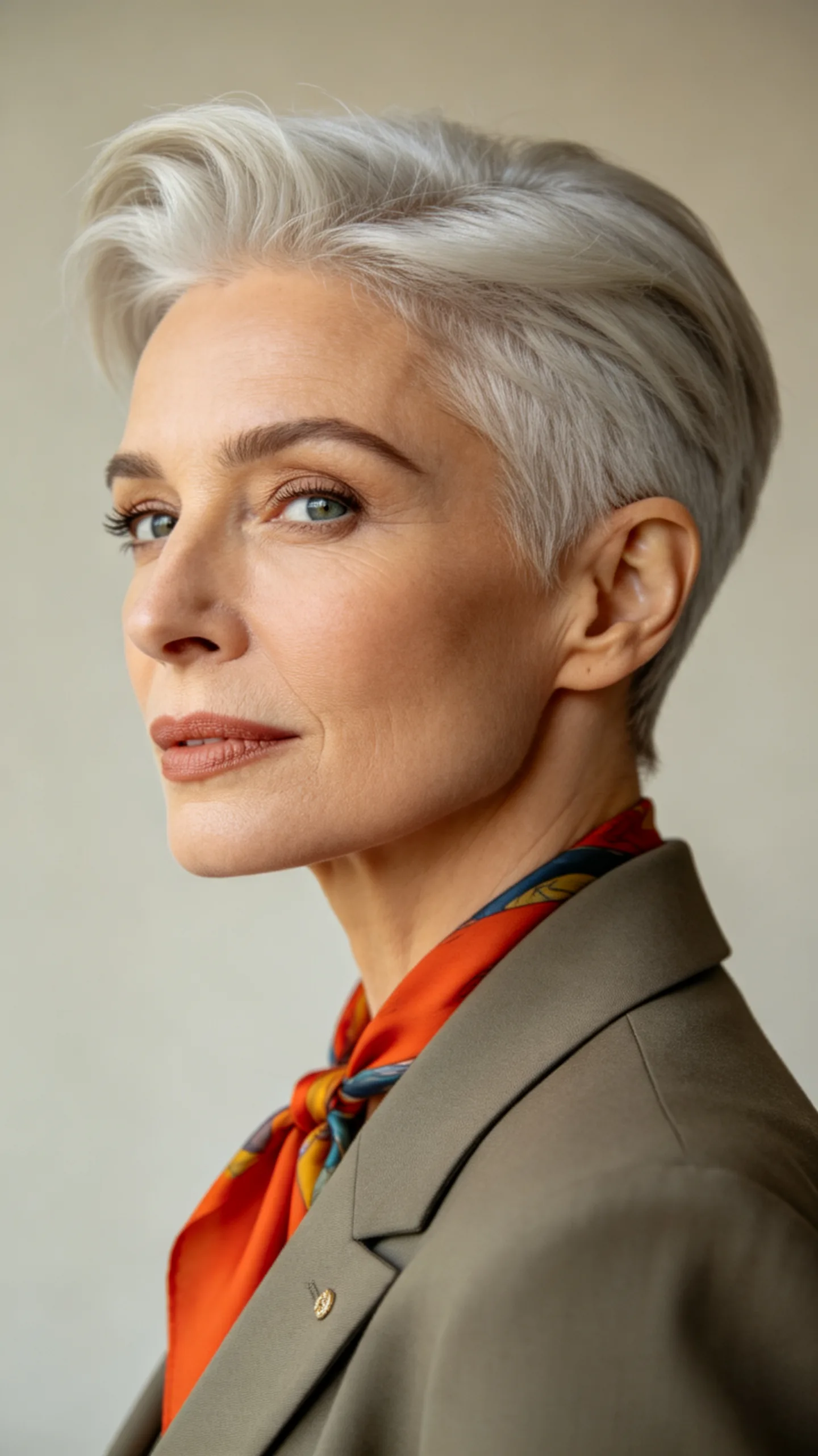 2. Silver Tapered Pixie with Lifted Crown