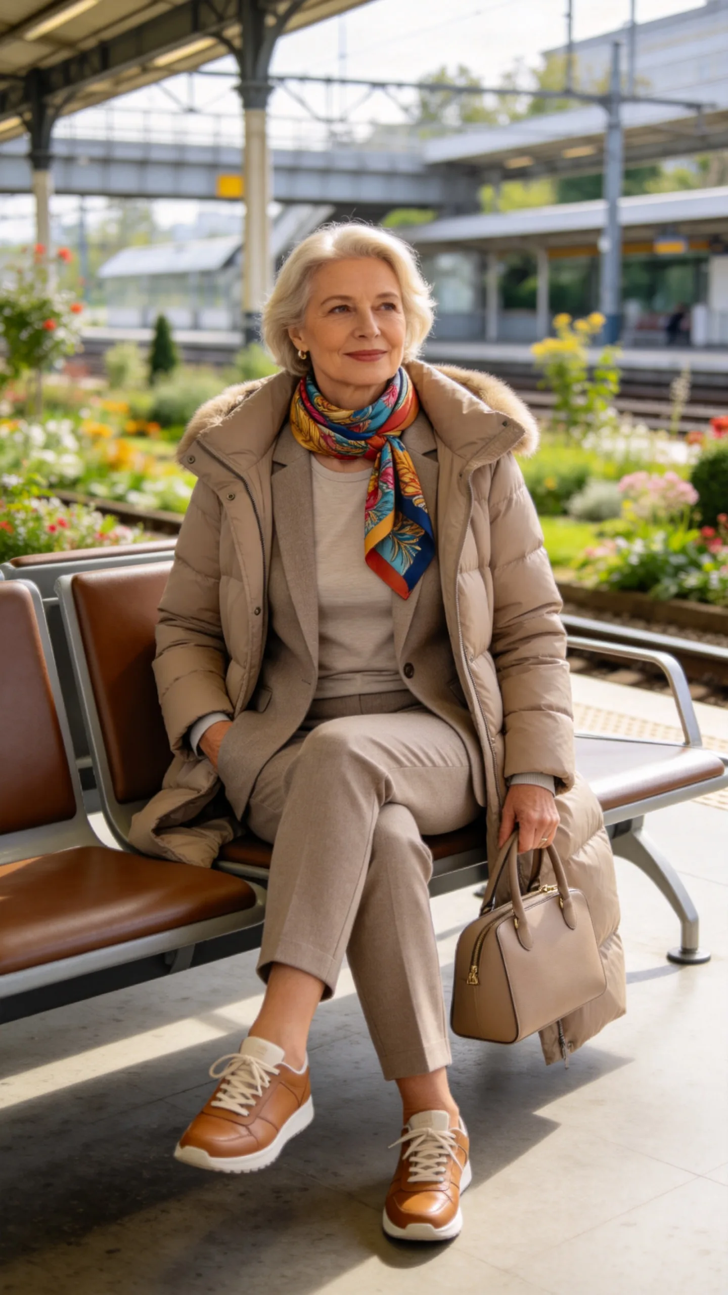 12. Soft Suit With a Long Puffer and Sneakers