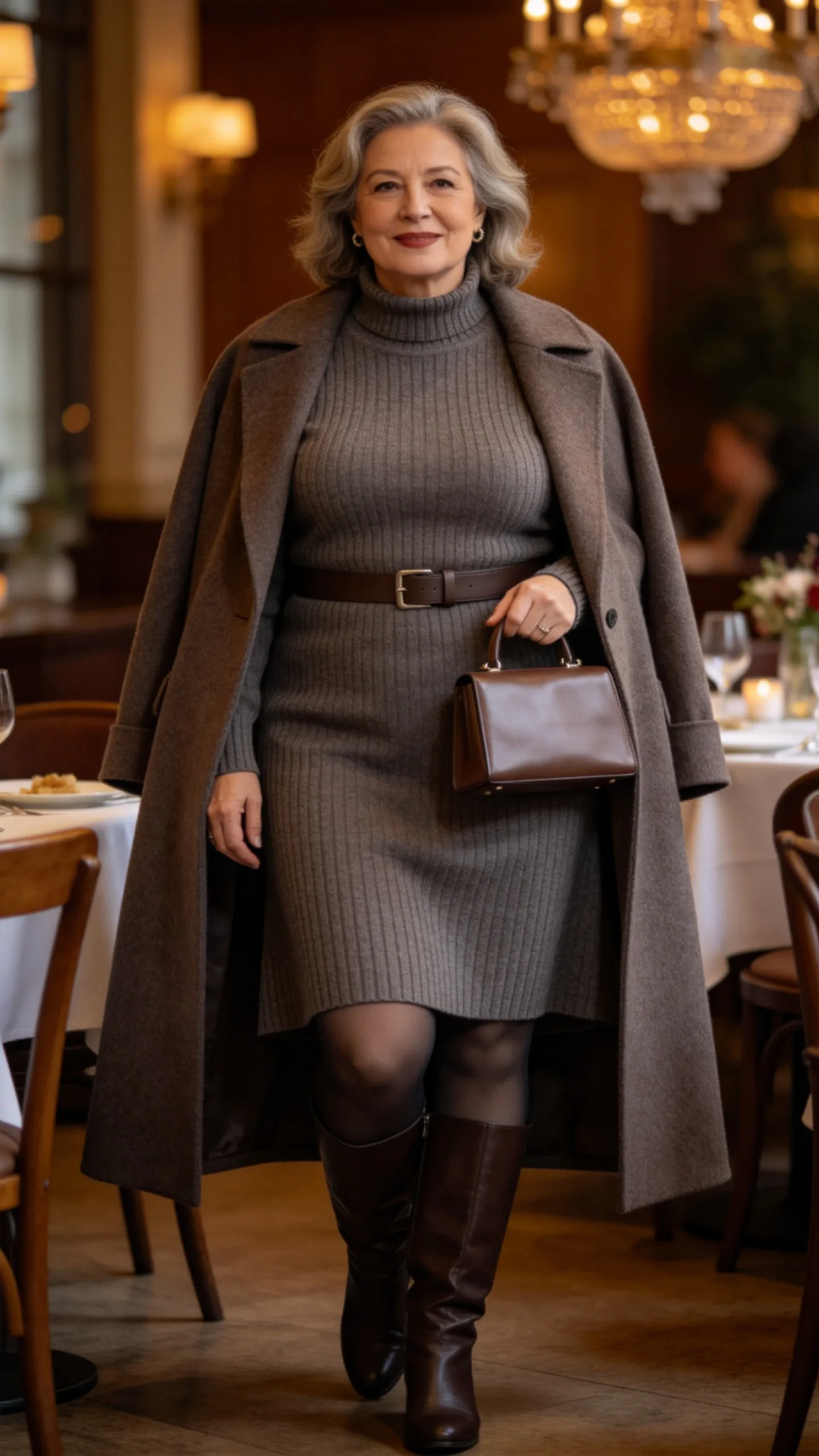 3. Sweater Dress With Tall Boots