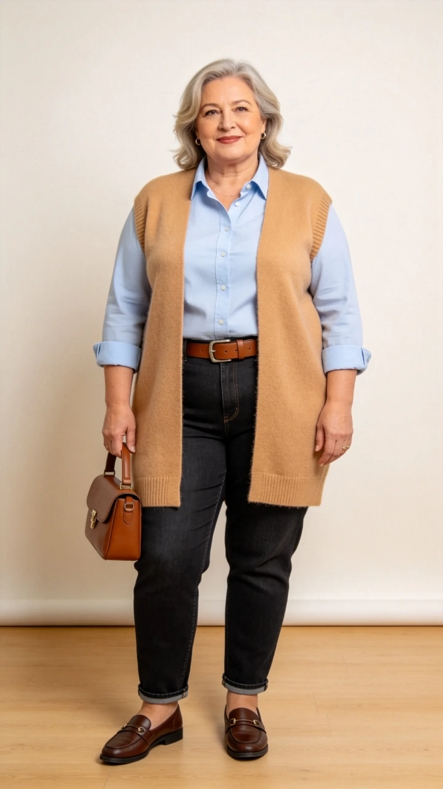 14. Sweater Vest with a Button-Down Shirt and Jeans